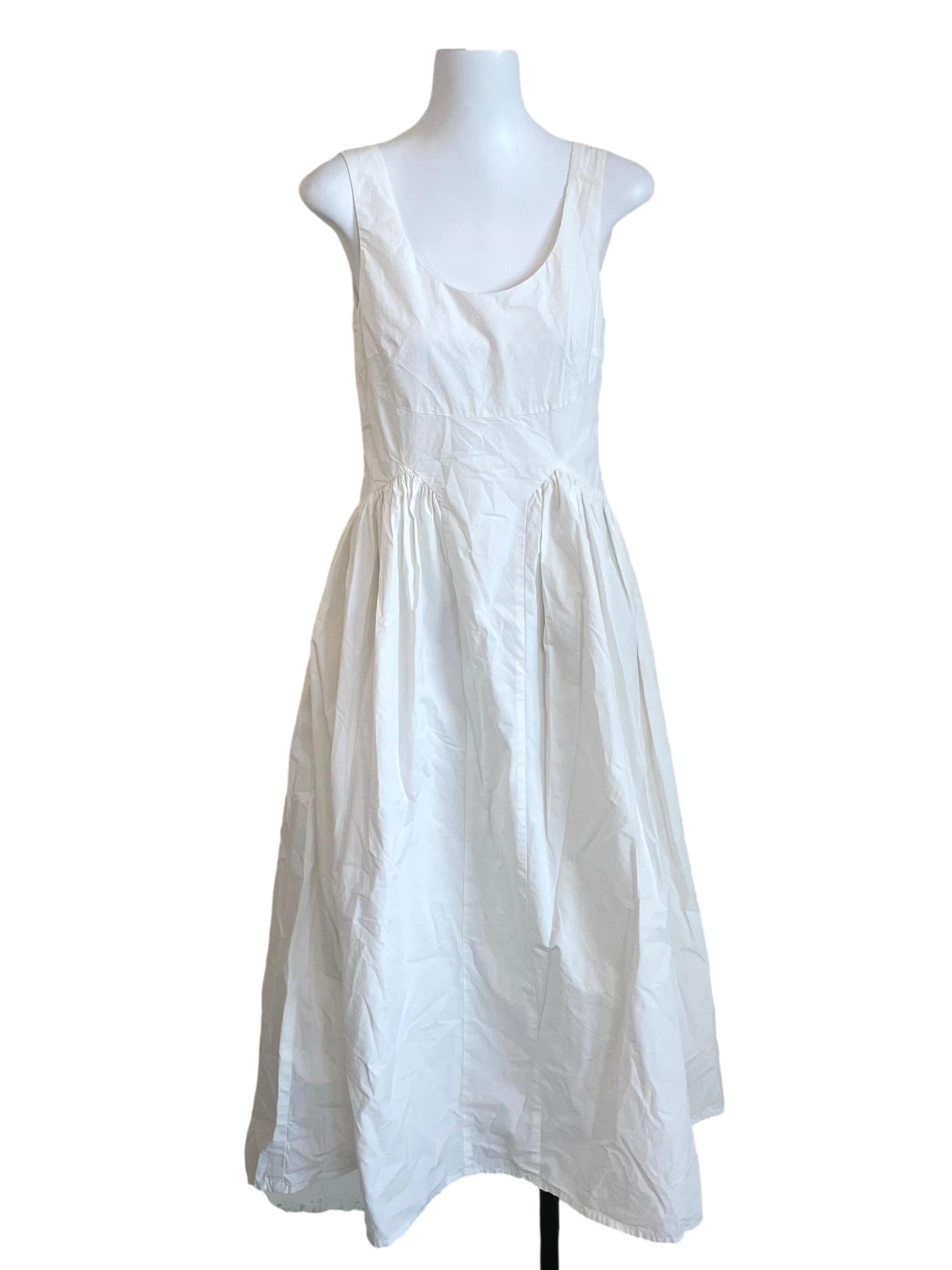 Off White Scoop Neck Bouffant Dress