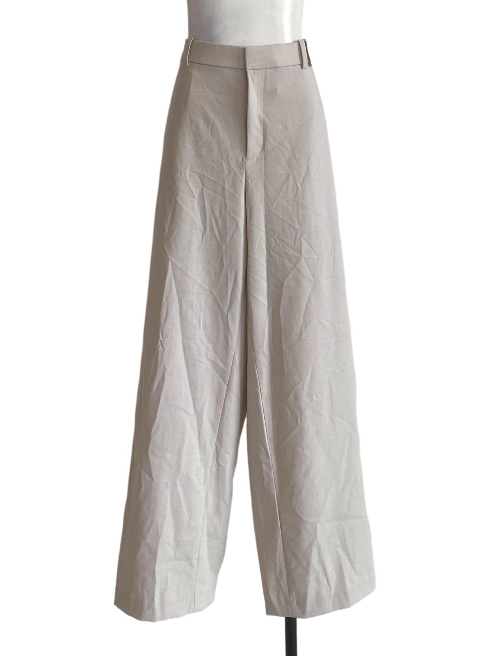 Cream White Twill Formal Pants