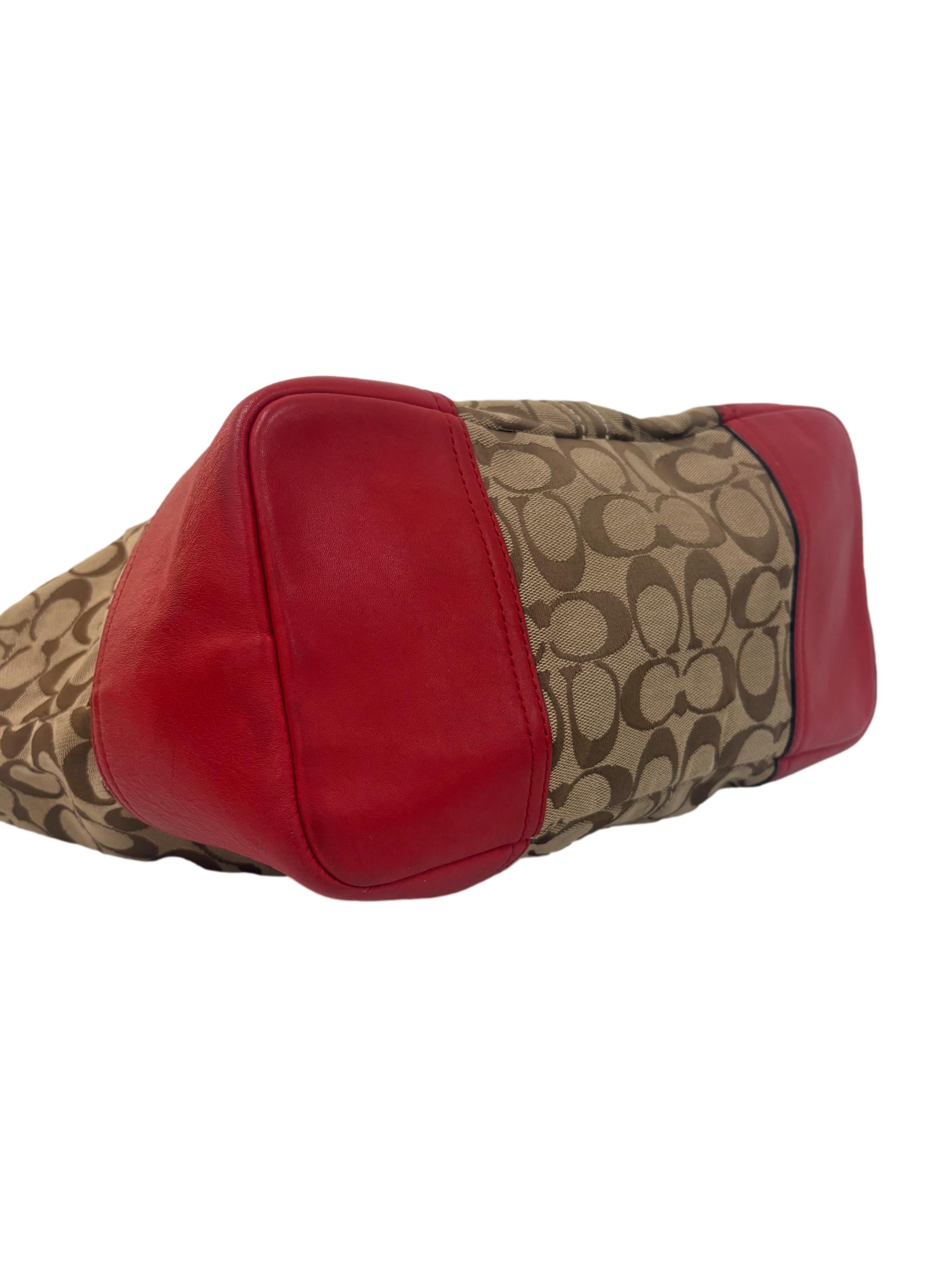 Brown And Red Signature Canvas Tote Bag