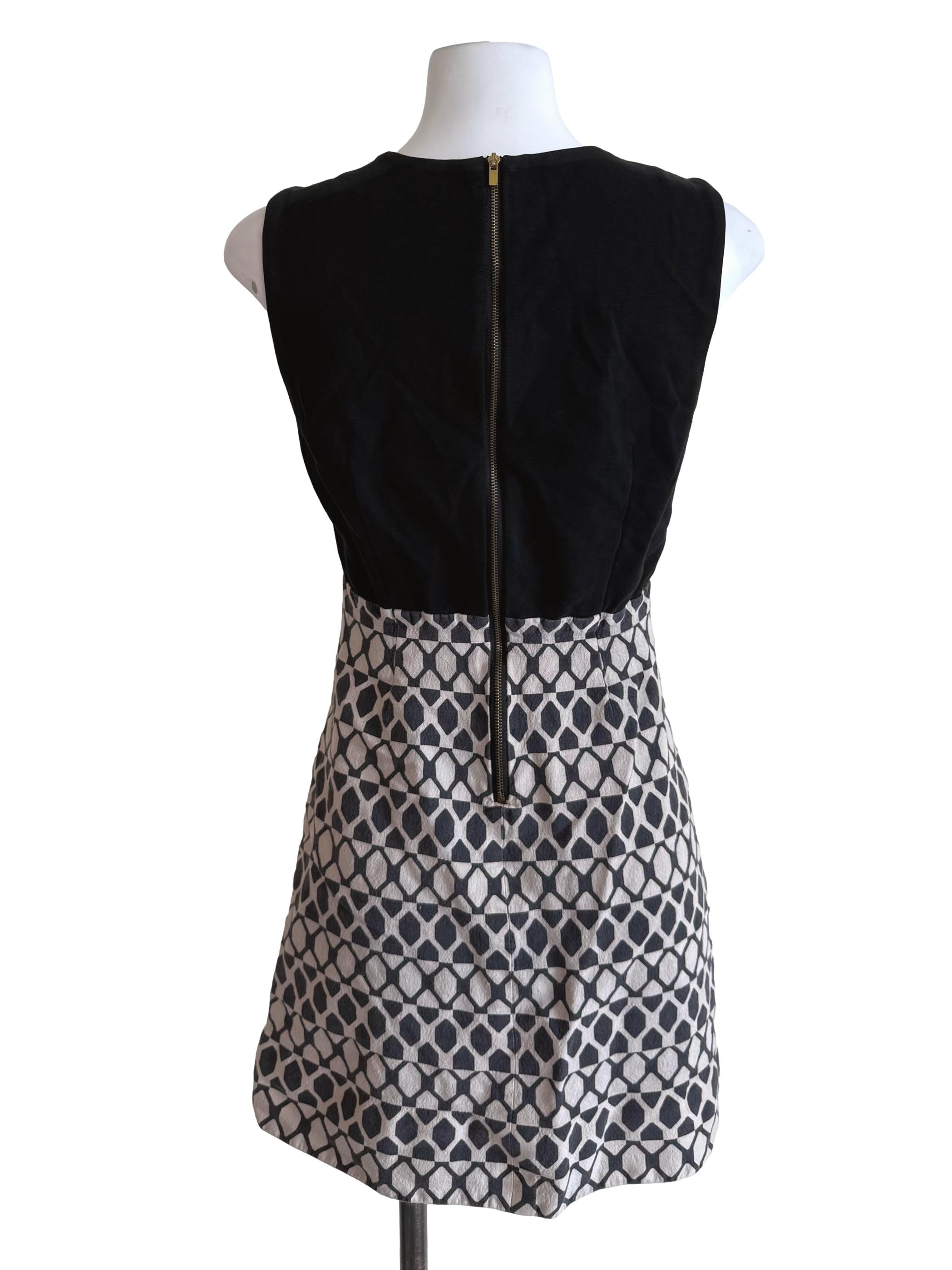 Shadow Geo Print Slit Neck Dress