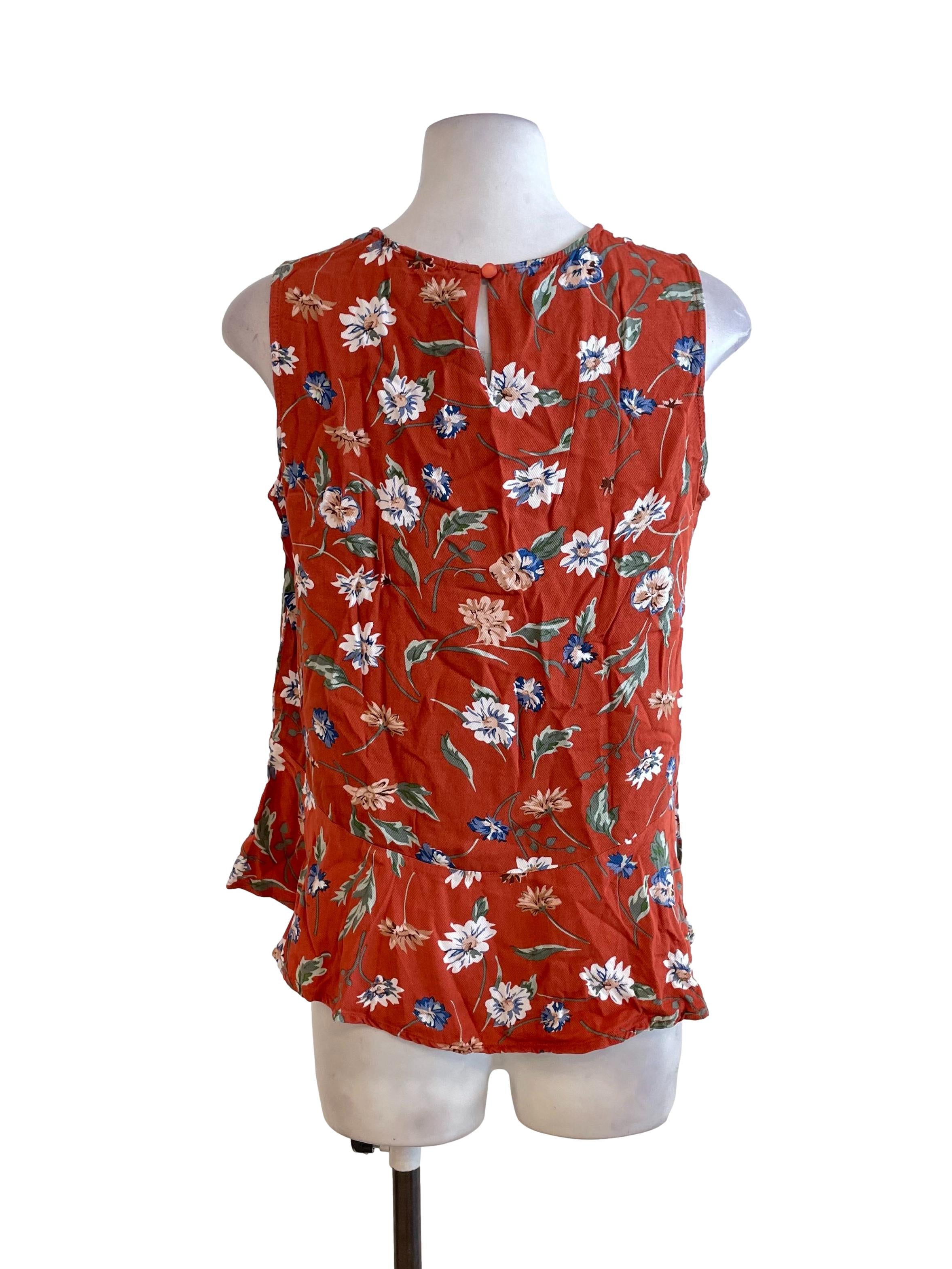 Orange Floral Peplum Top