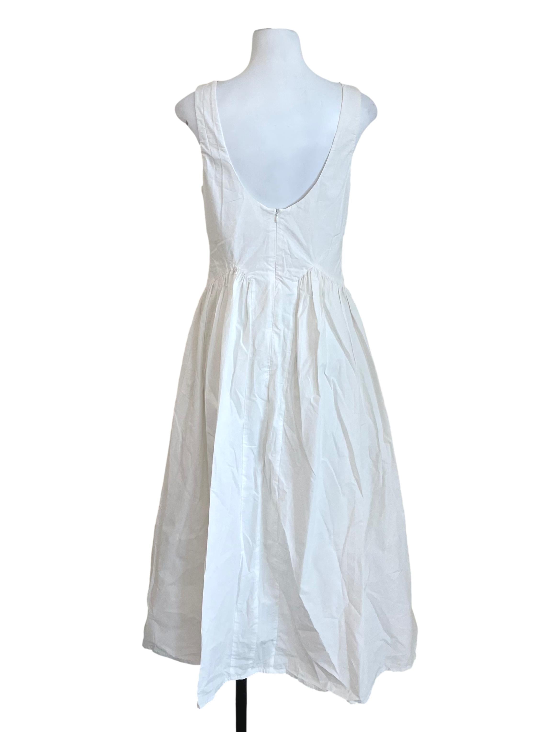 Off White Scoop Neck Bouffant Dress