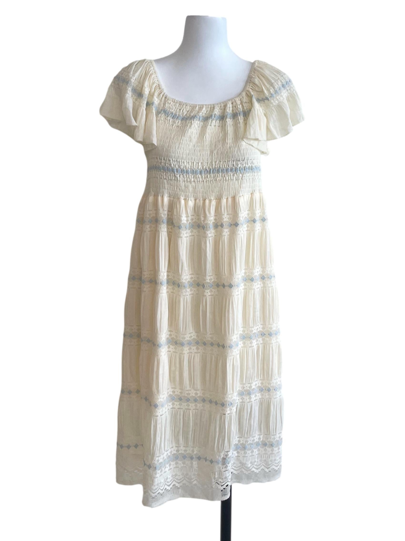 Cream Bell Sleeves Dress