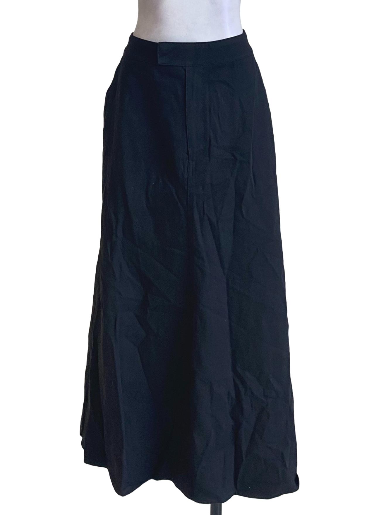 Black Plain Long A-Line Skirt