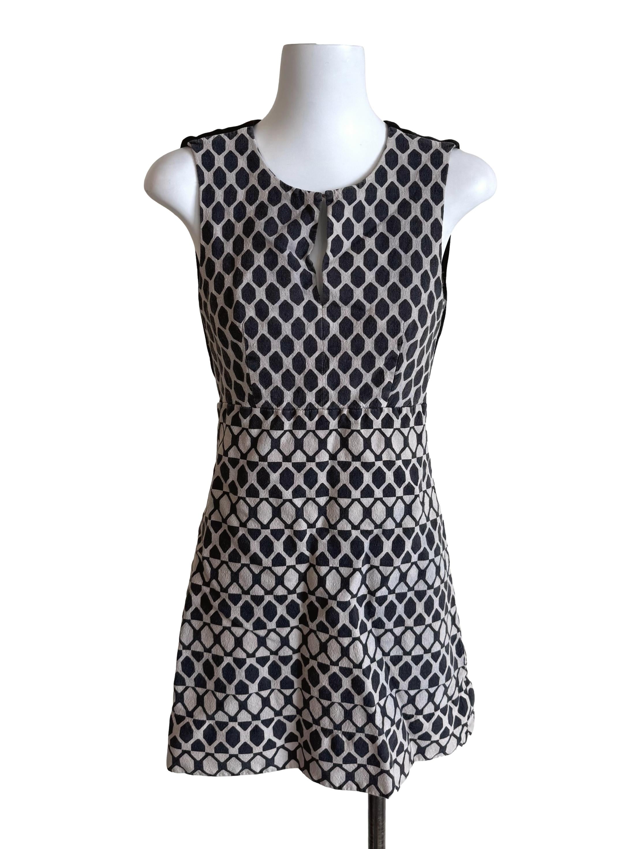Shadow Geo Print Slit Neck Dress