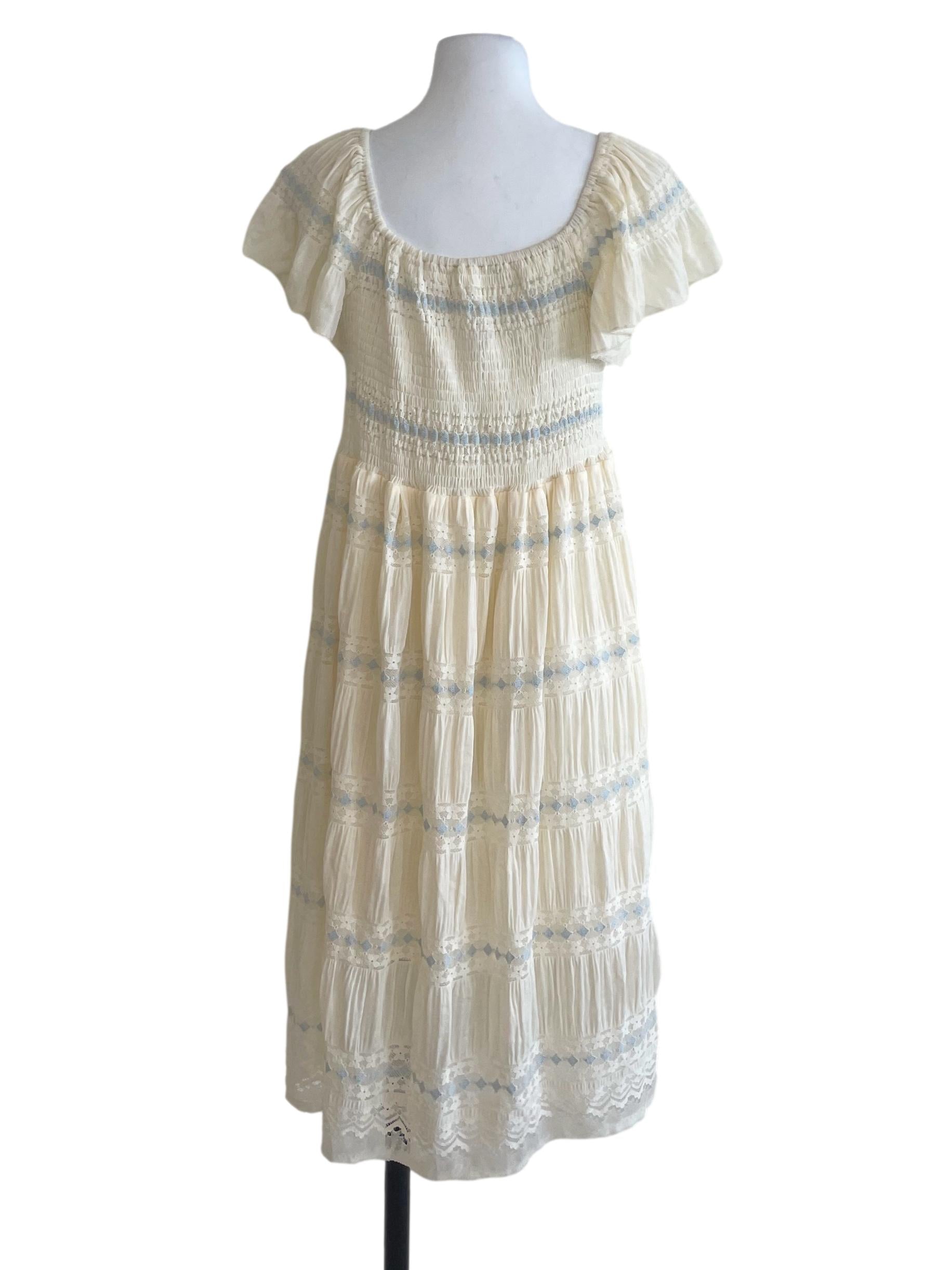Cream Bell Sleeves Dress