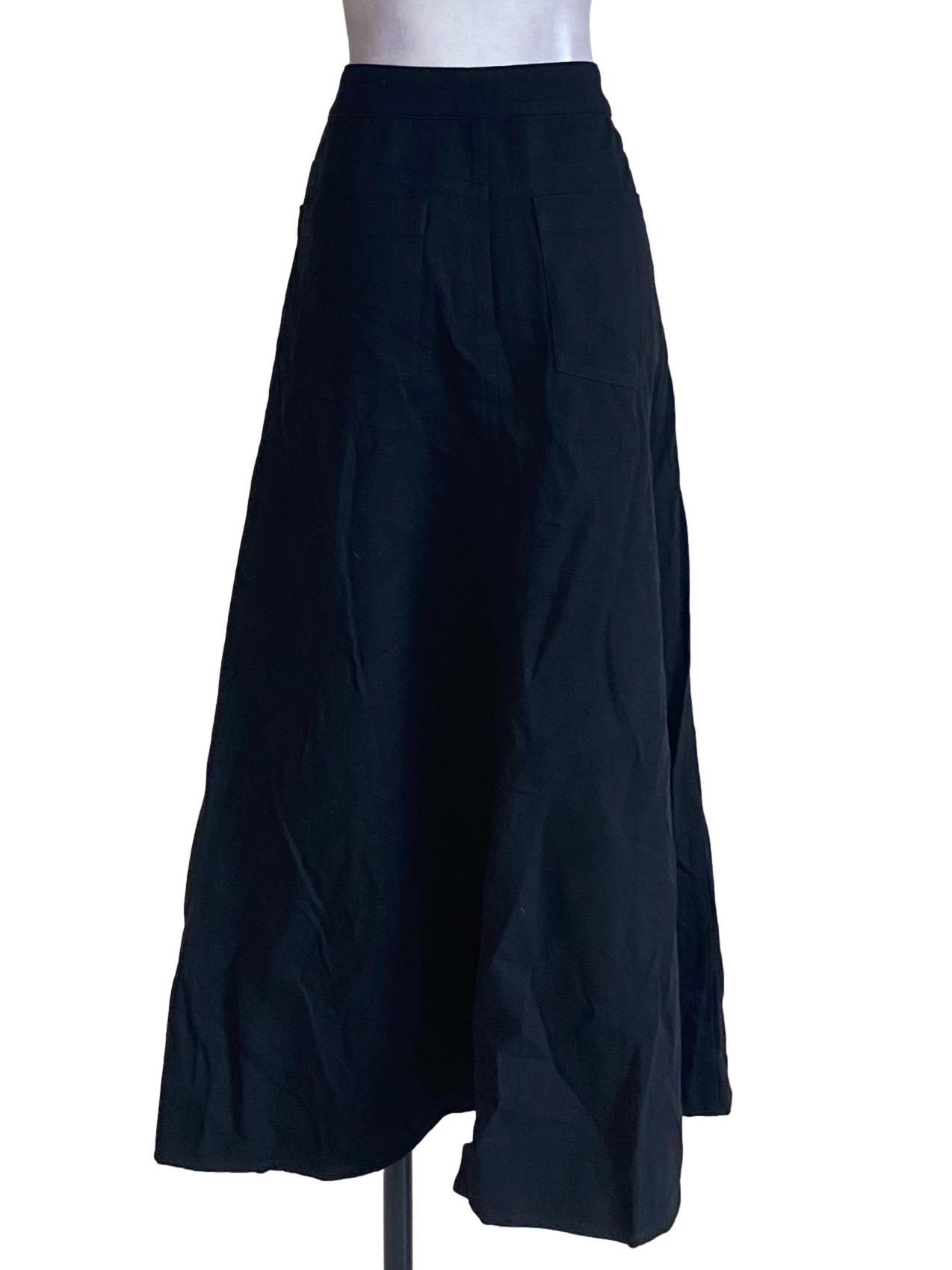 Black Plain Long A-Line Skirt
