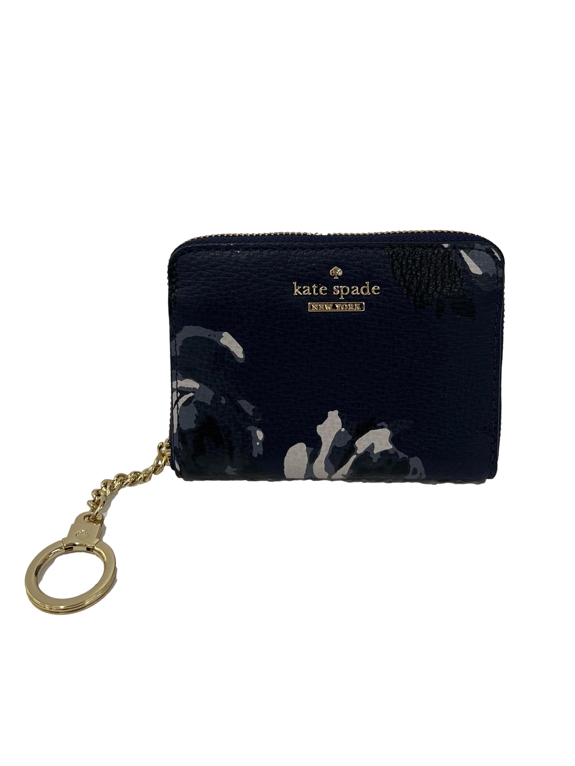 Blue Calf Leather Briar Lane Dani Floral Print Small Wallet