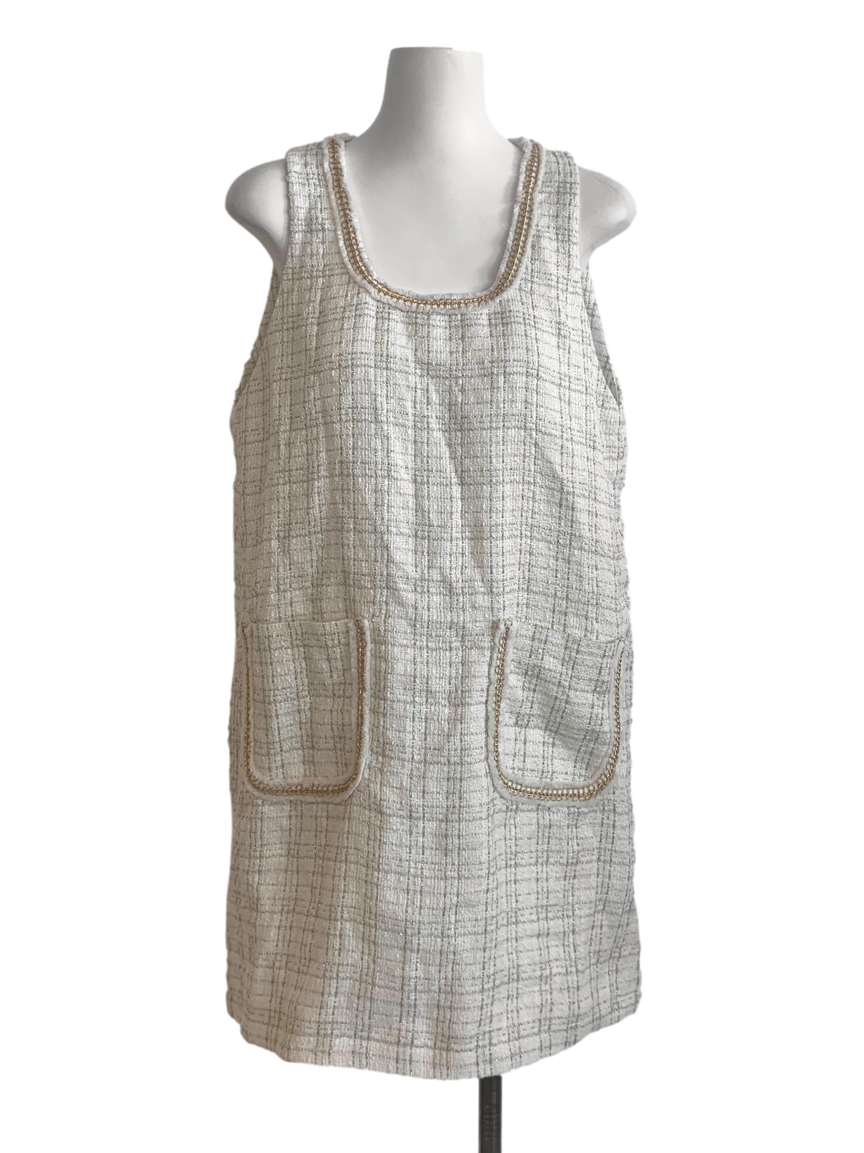 White Shepherd'S Check Tweed Dress
