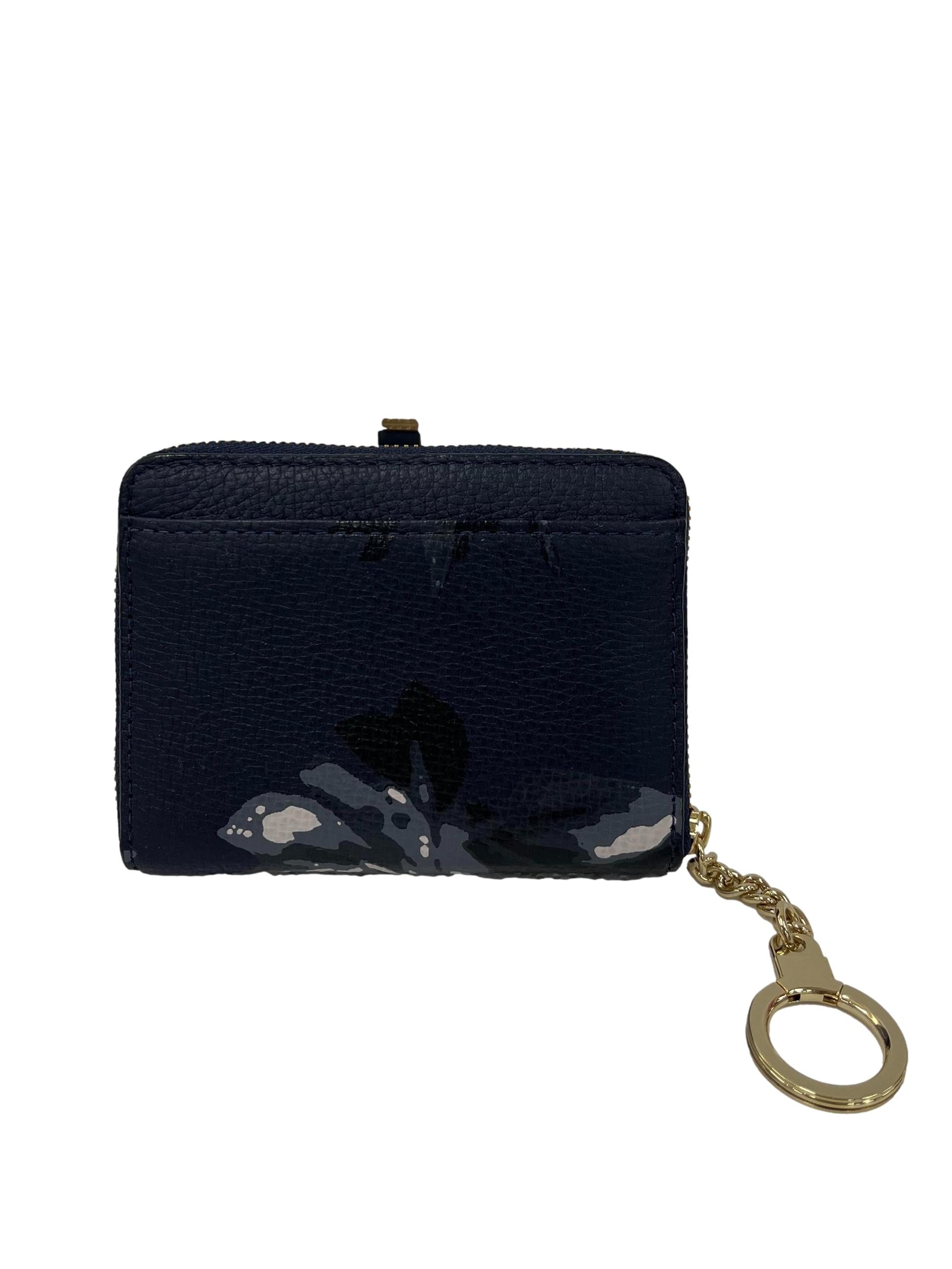 Blue Calf Leather Briar Lane Dani Floral Print Small Wallet