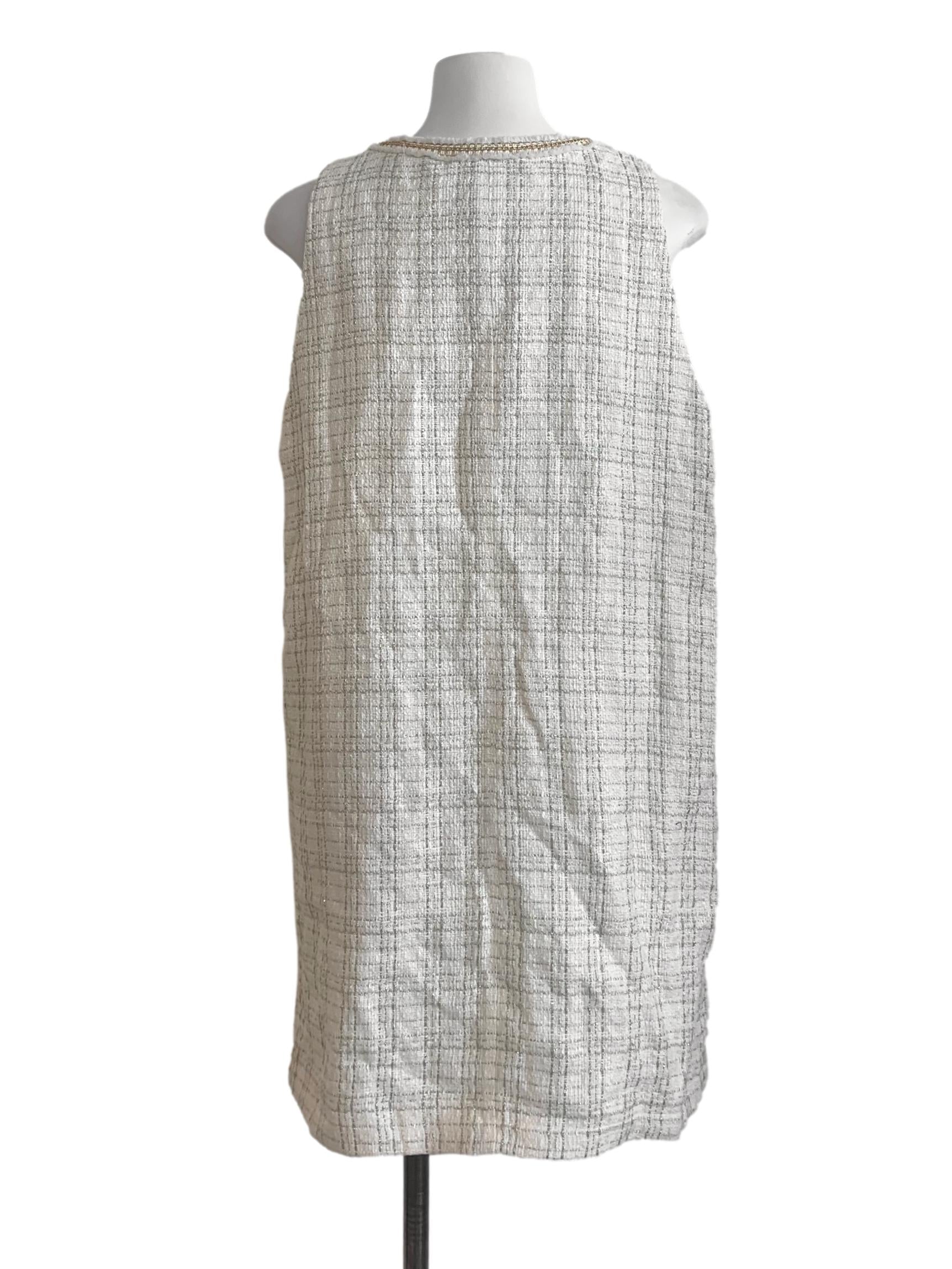 White Shepherd'S Check Tweed Dress
