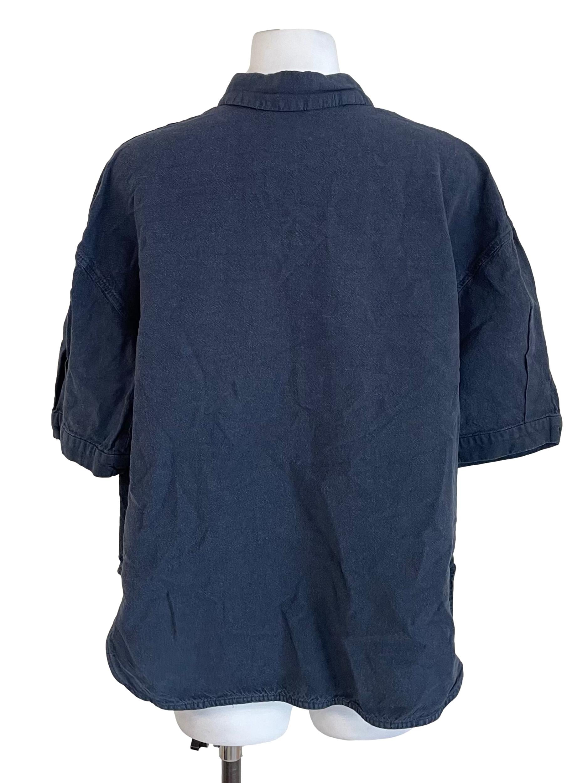 Denim Textured Boxy Shirt