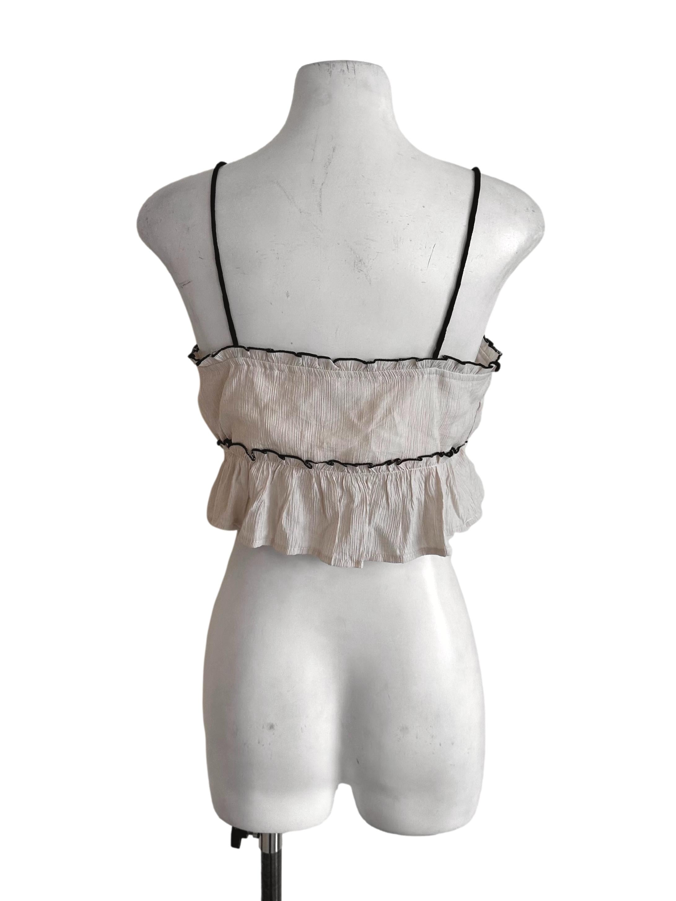 Sand Beige Textured Ribbon Top