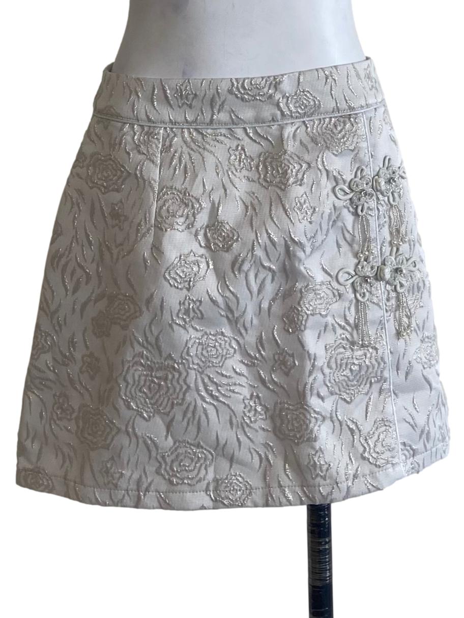 Cloud Grey Floral Mini Skirt