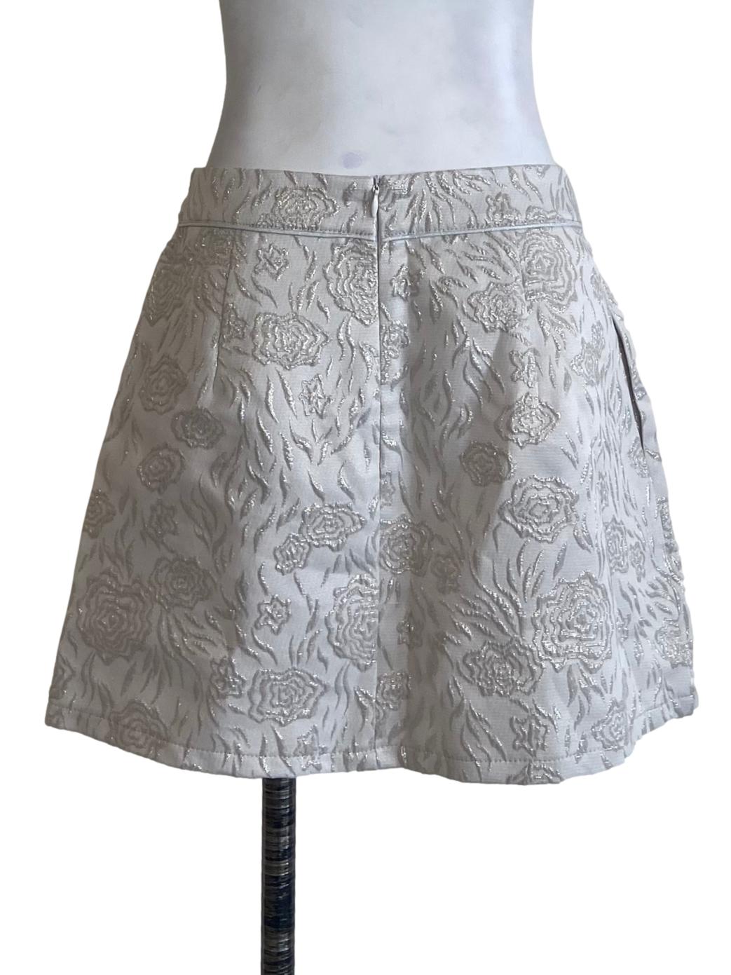 Cloud Grey Floral Mini Skirt