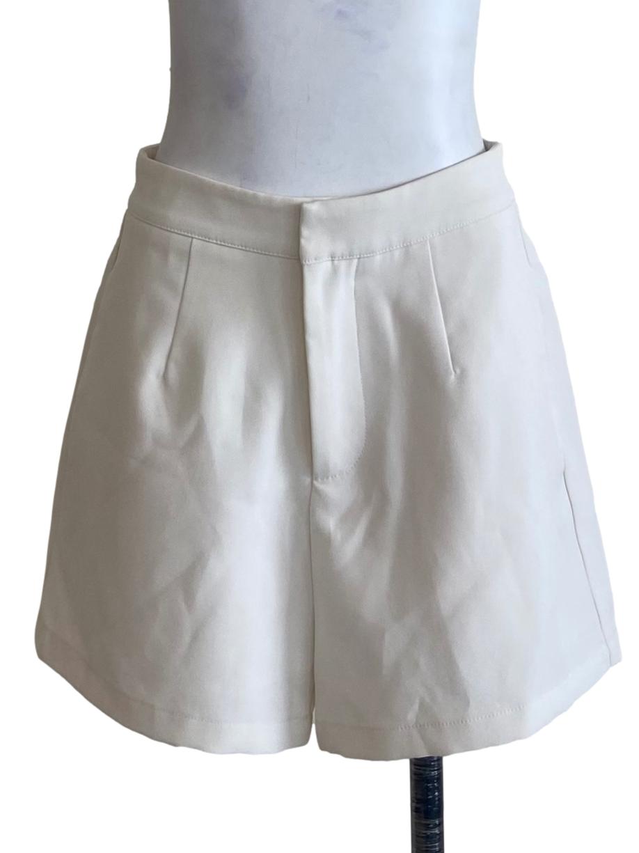 White Herringbone Shorts