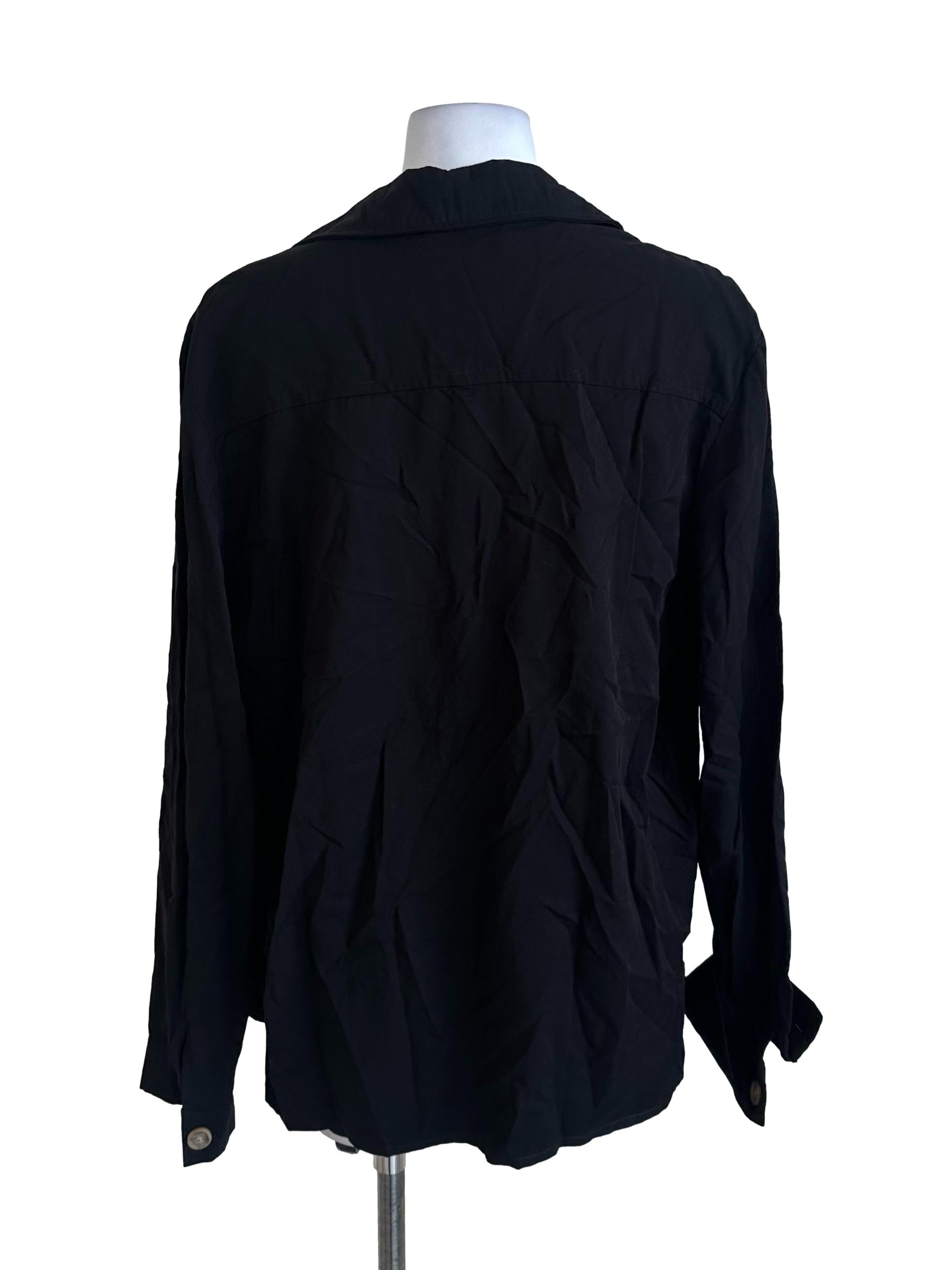 Black Button Collar Top YHF