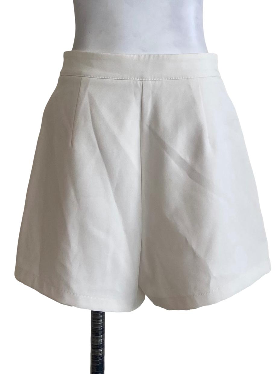 White Herringbone Shorts