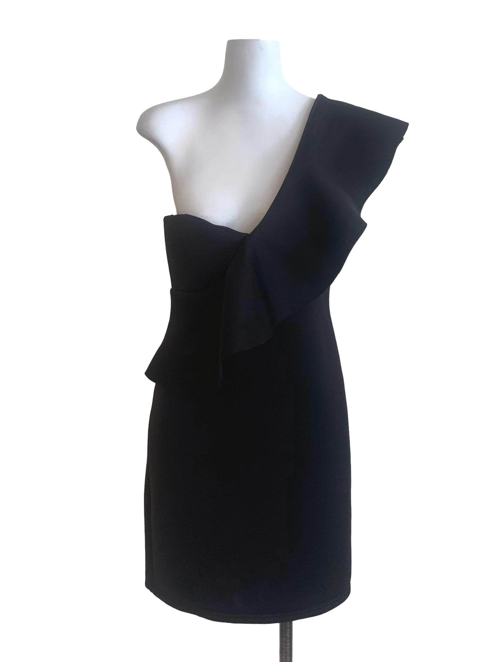 Black Asymmetric Neck Dress
