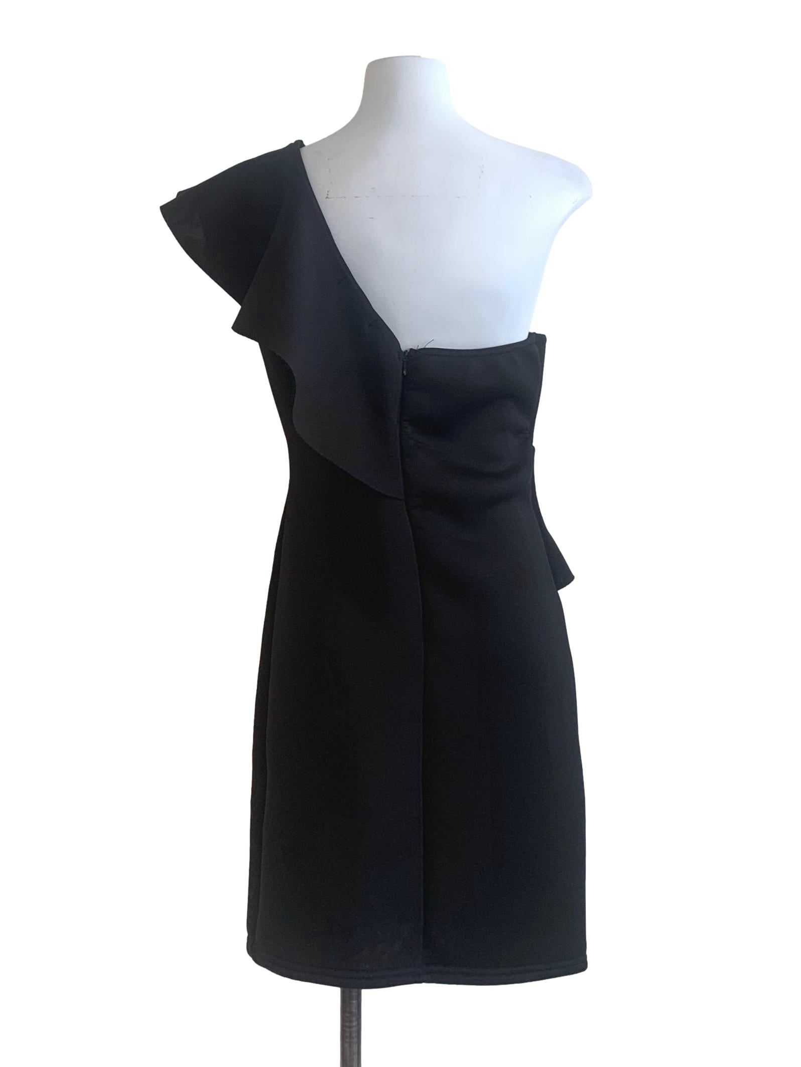 Black Asymmetric Neck Dress