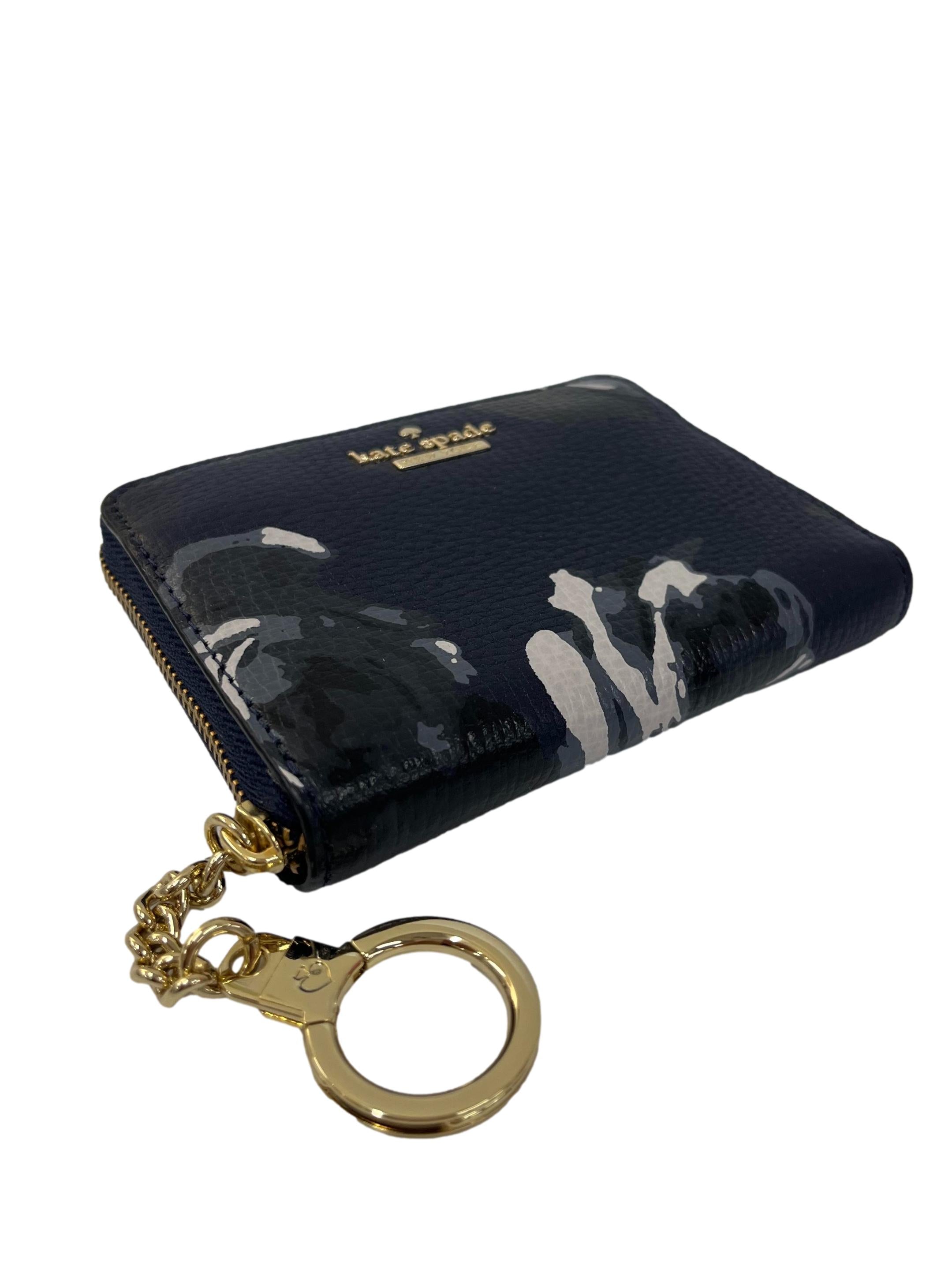 Blue Calf Leather Briar Lane Dani Floral Print Small Wallet