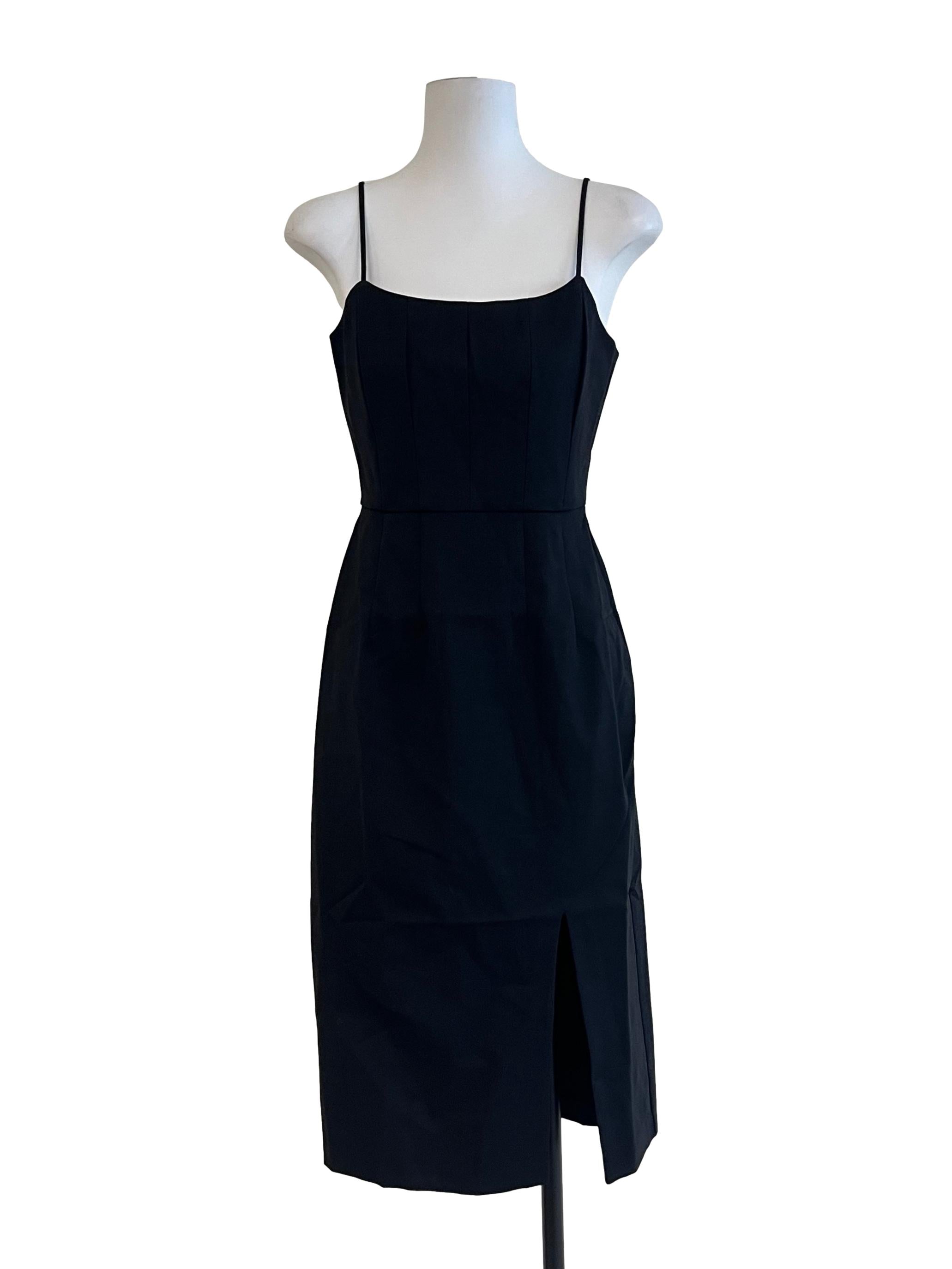 Pitch Black Sleeveless Slit Dress