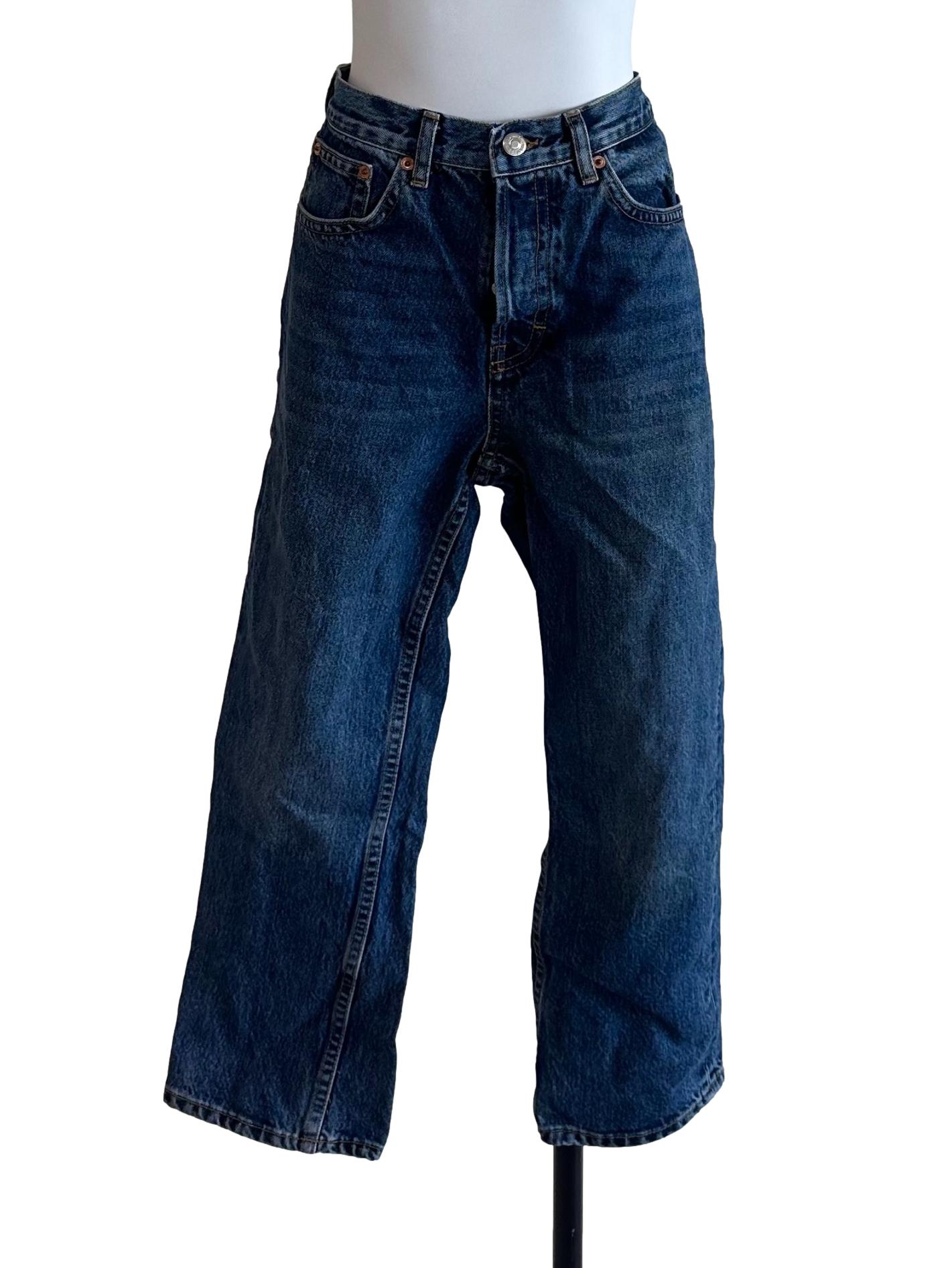 Dark Blue Denim Straight Jeans