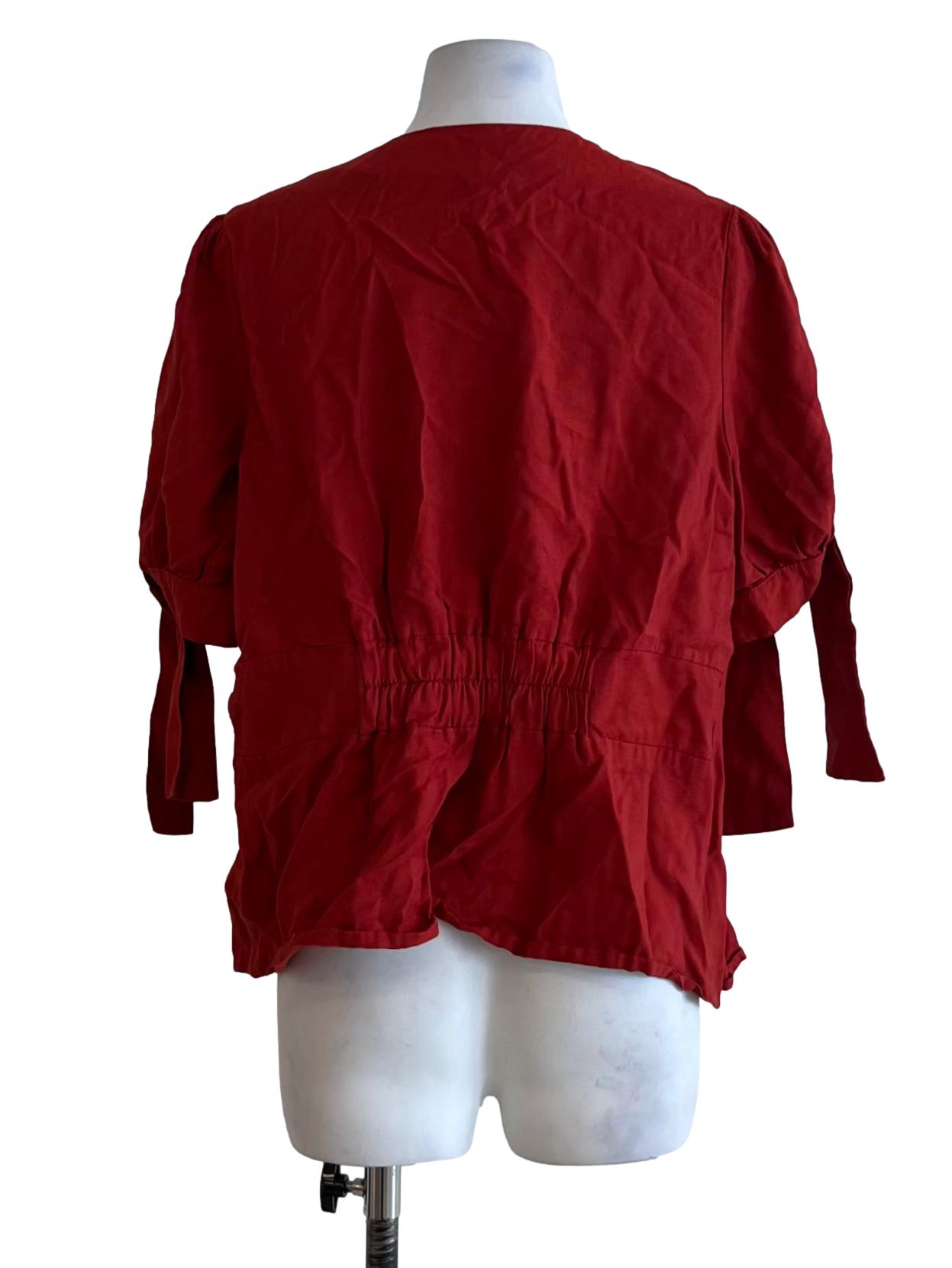 Amber Orange V-Neckline Blouse