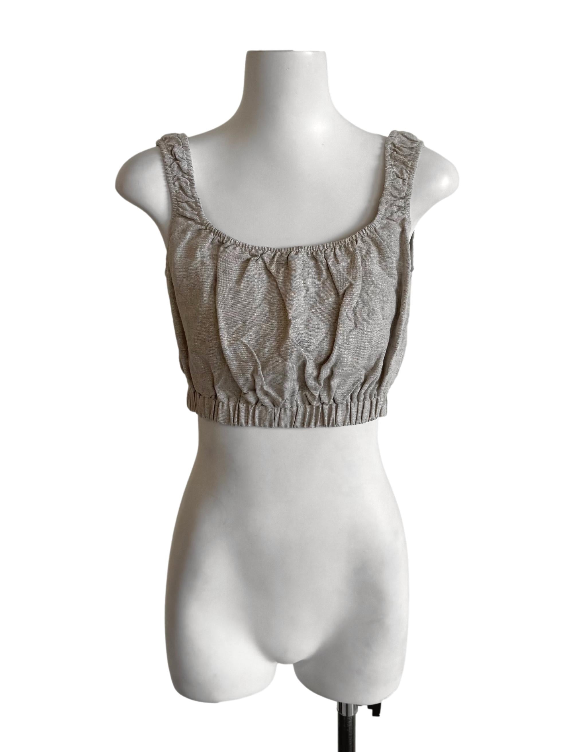 Textured Linen Crop Top OSN
