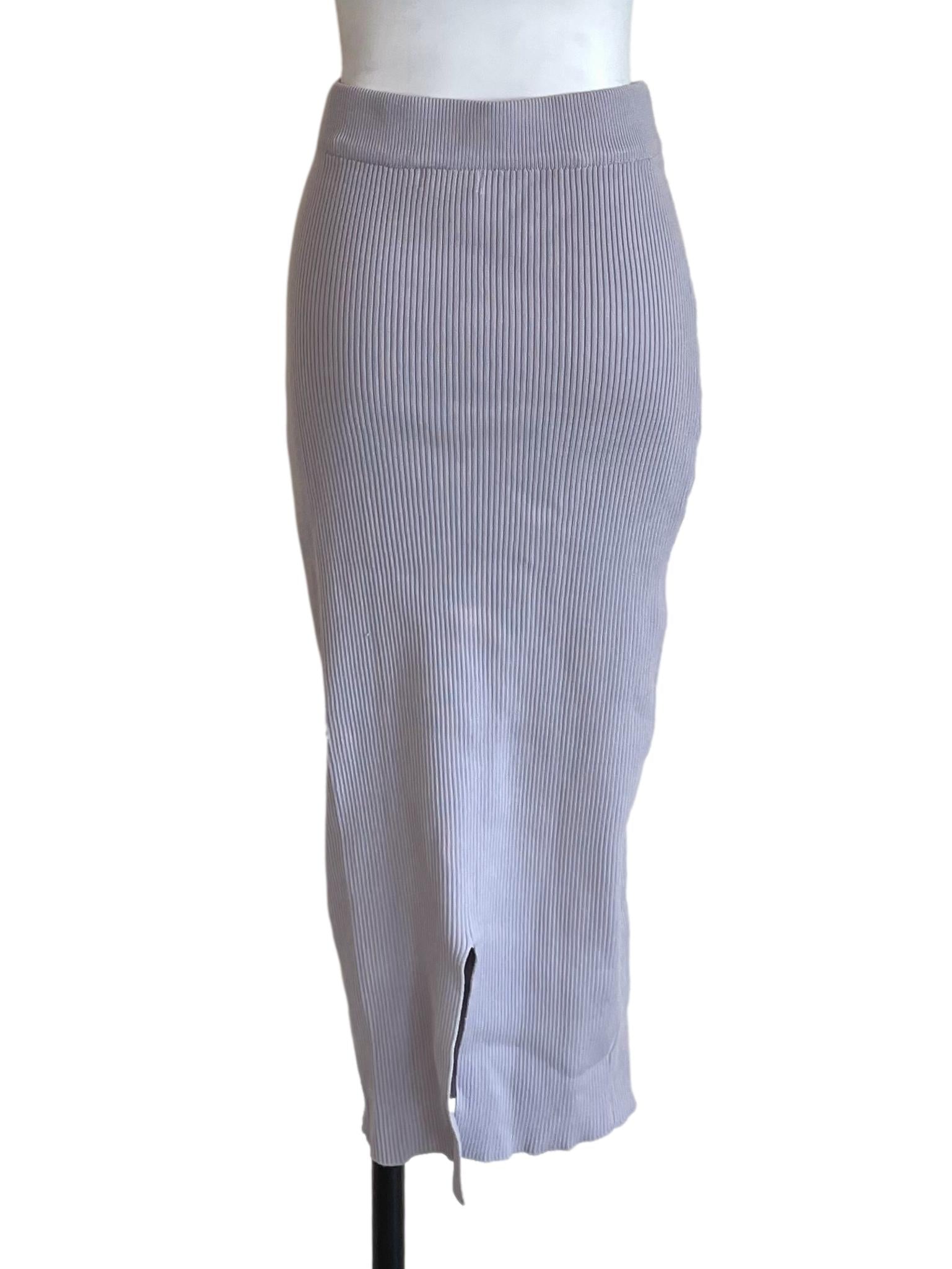 Dull Lilac Knit Skinny Skirt