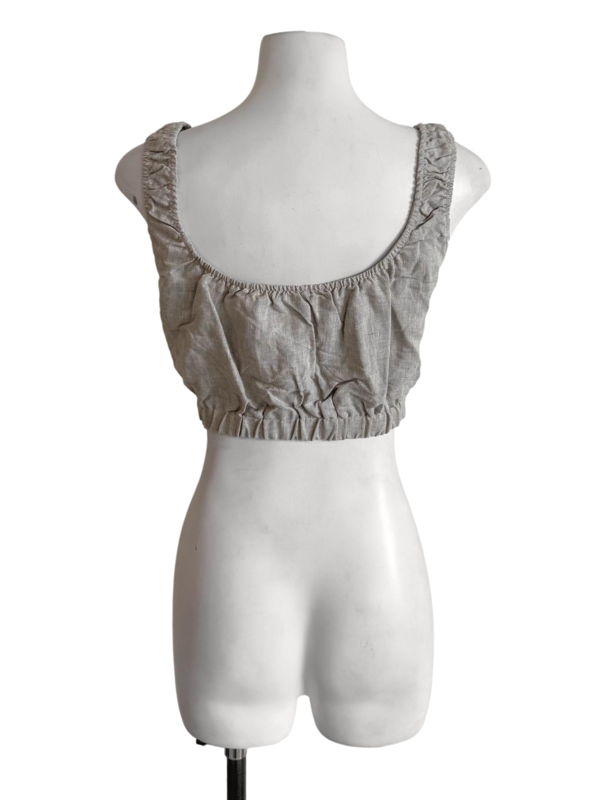 Textured Linen Crop Top OSN