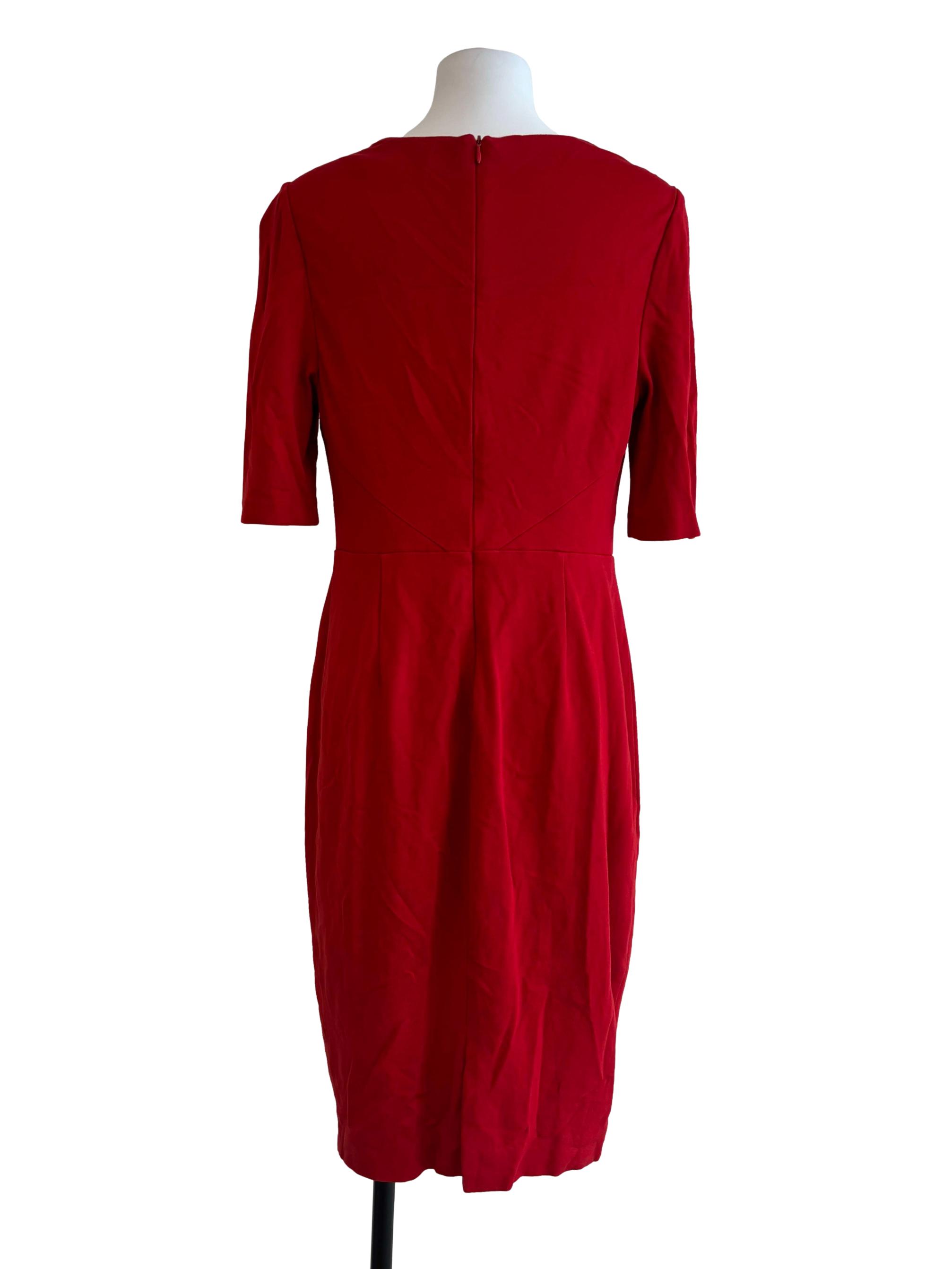 Fire Red V-Neck Sheath Dress