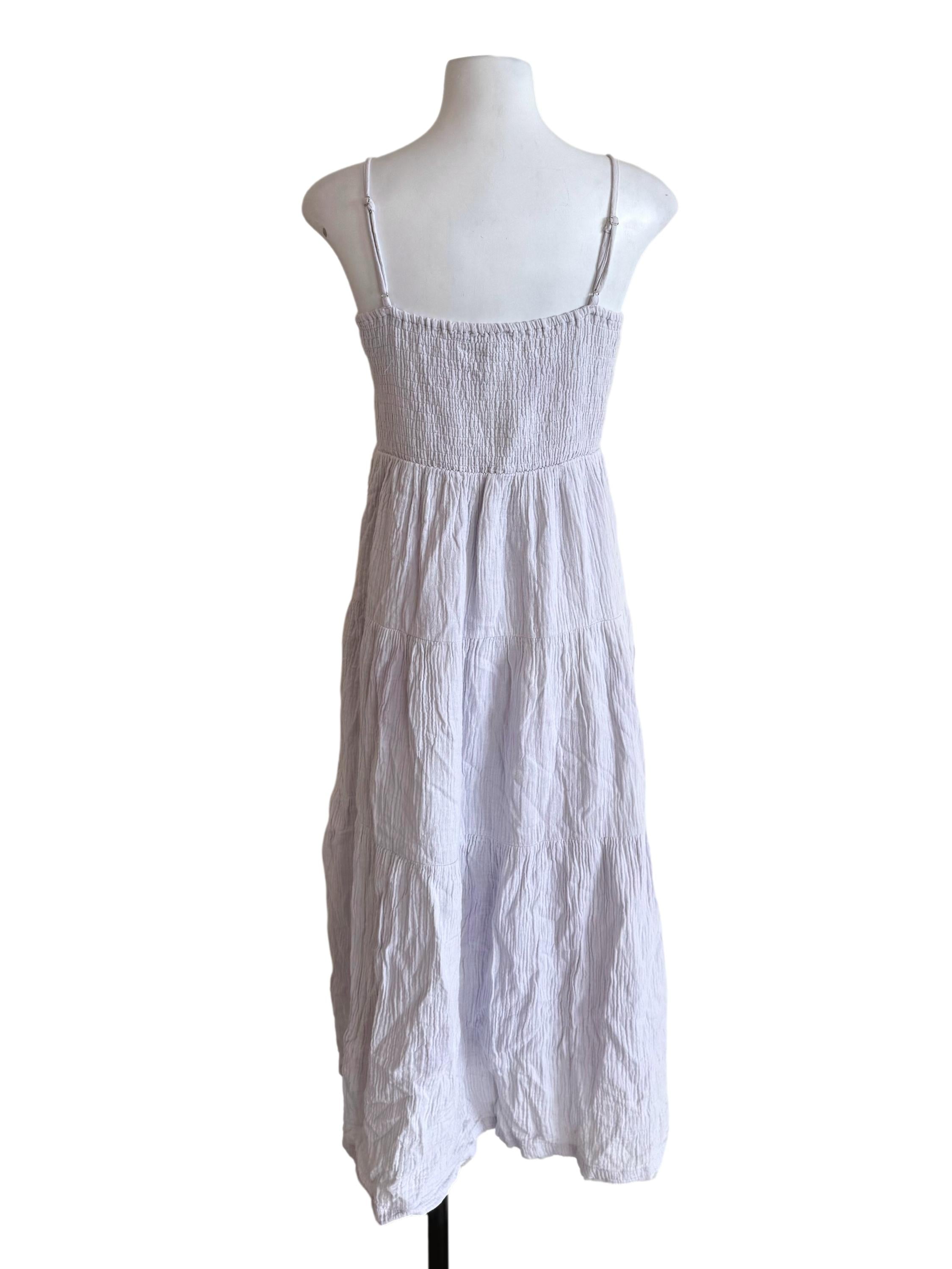 Pale Lilac Shirred Tiered Dress