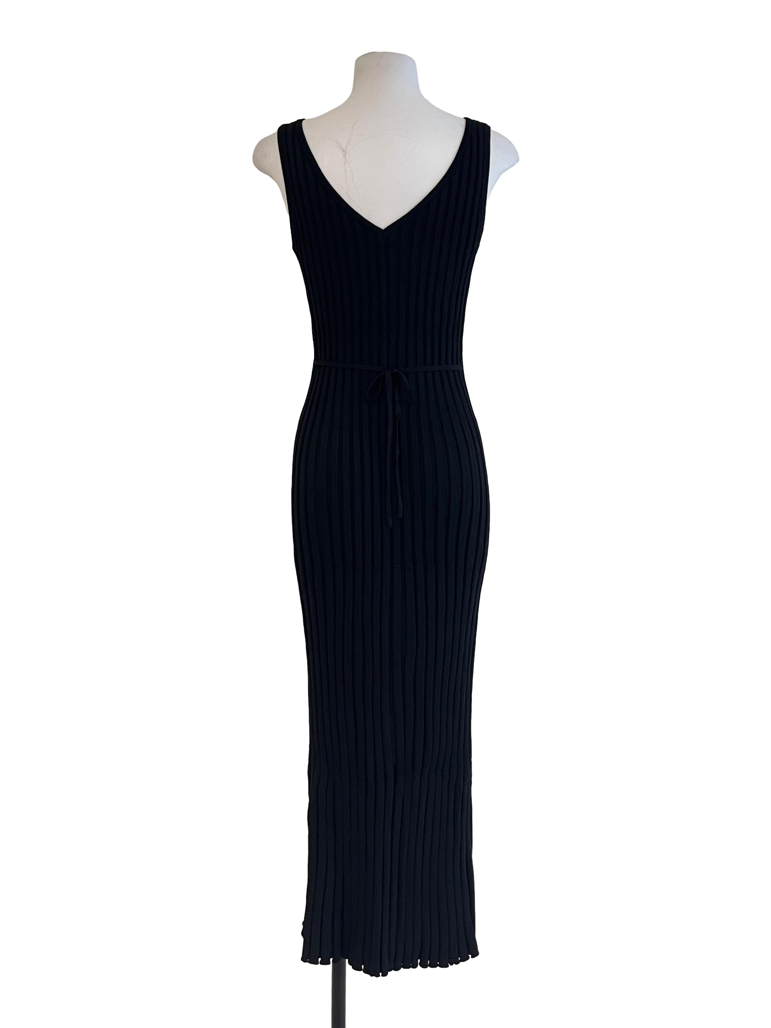 Pitch Black V Neck Bodycon Dress