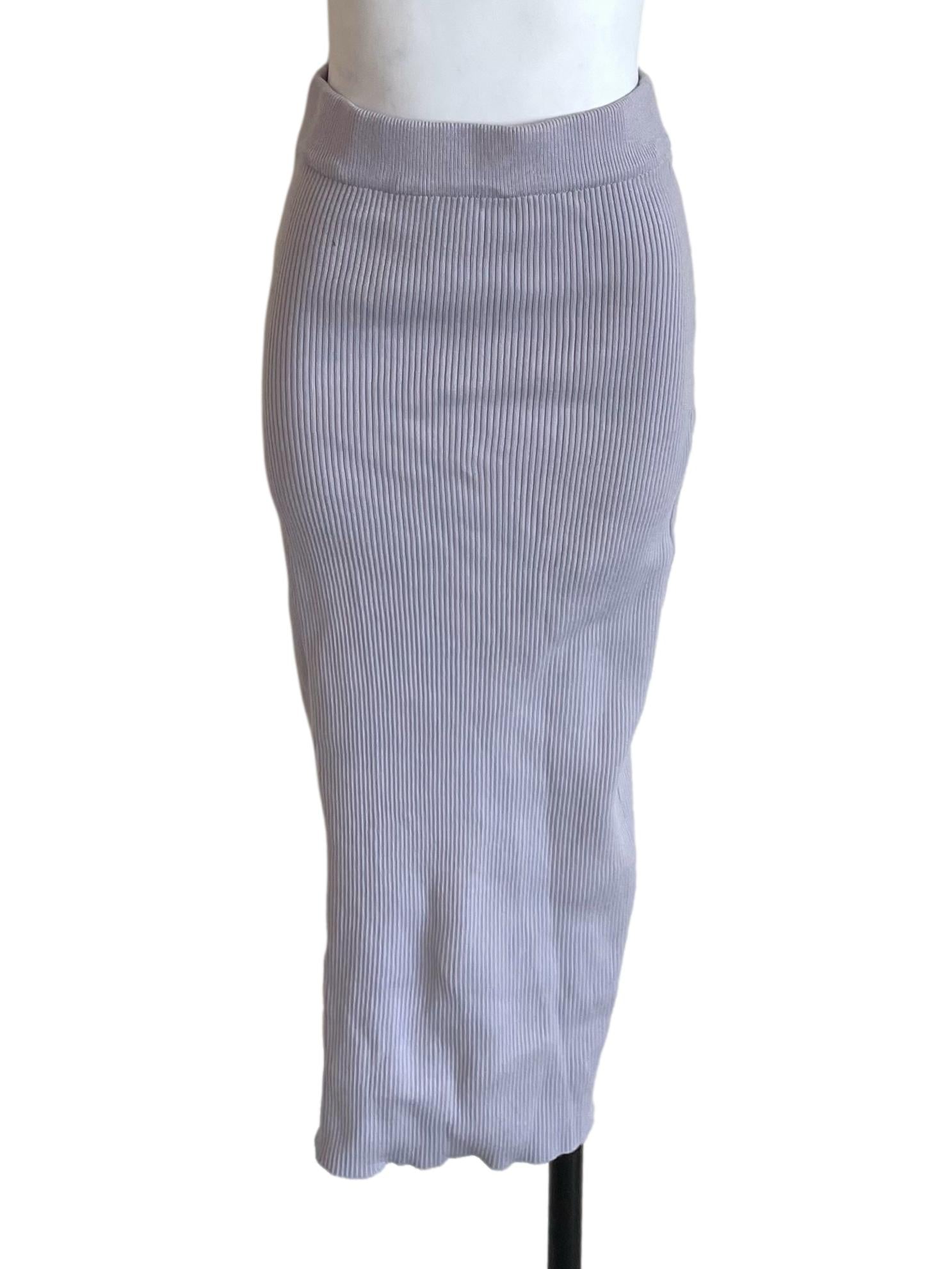 Dull Lilac Knit Skinny Skirt