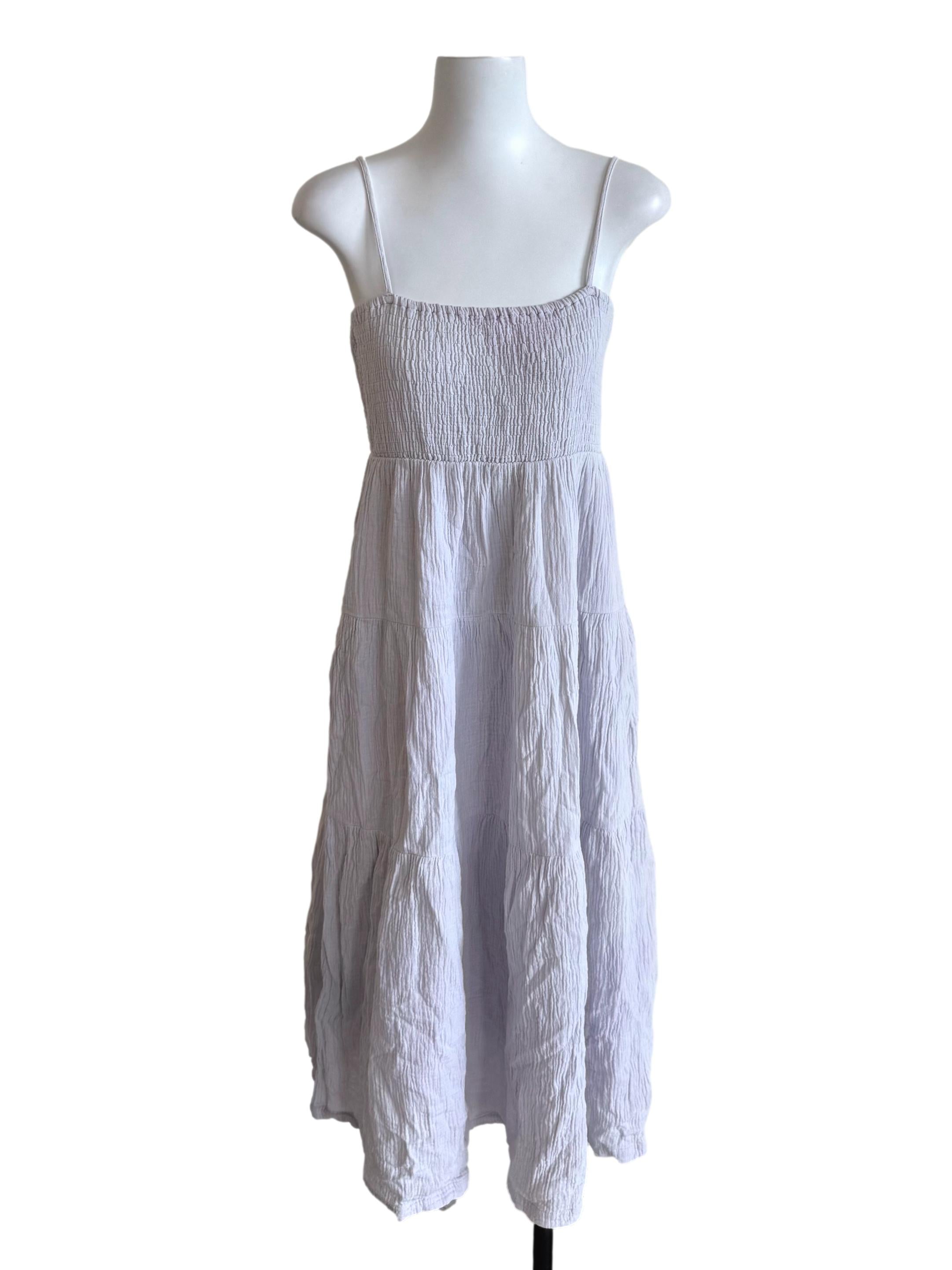 Pale Lilac Shirred Tiered Dress