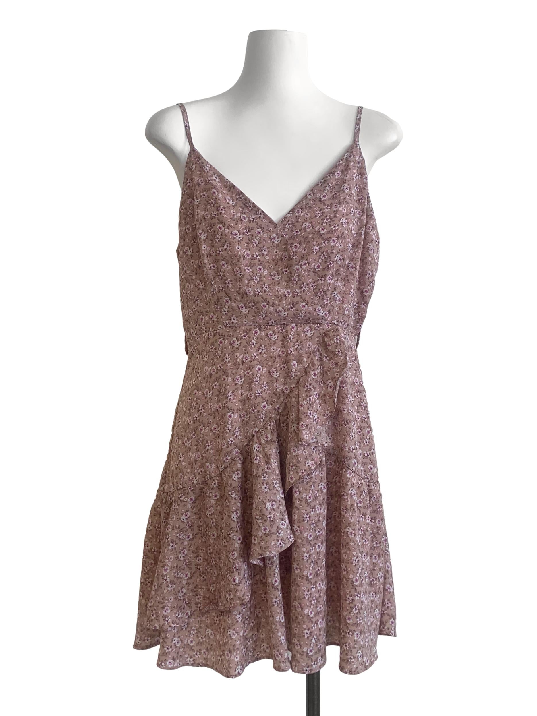 Rose Pink Floral Pattern Dress