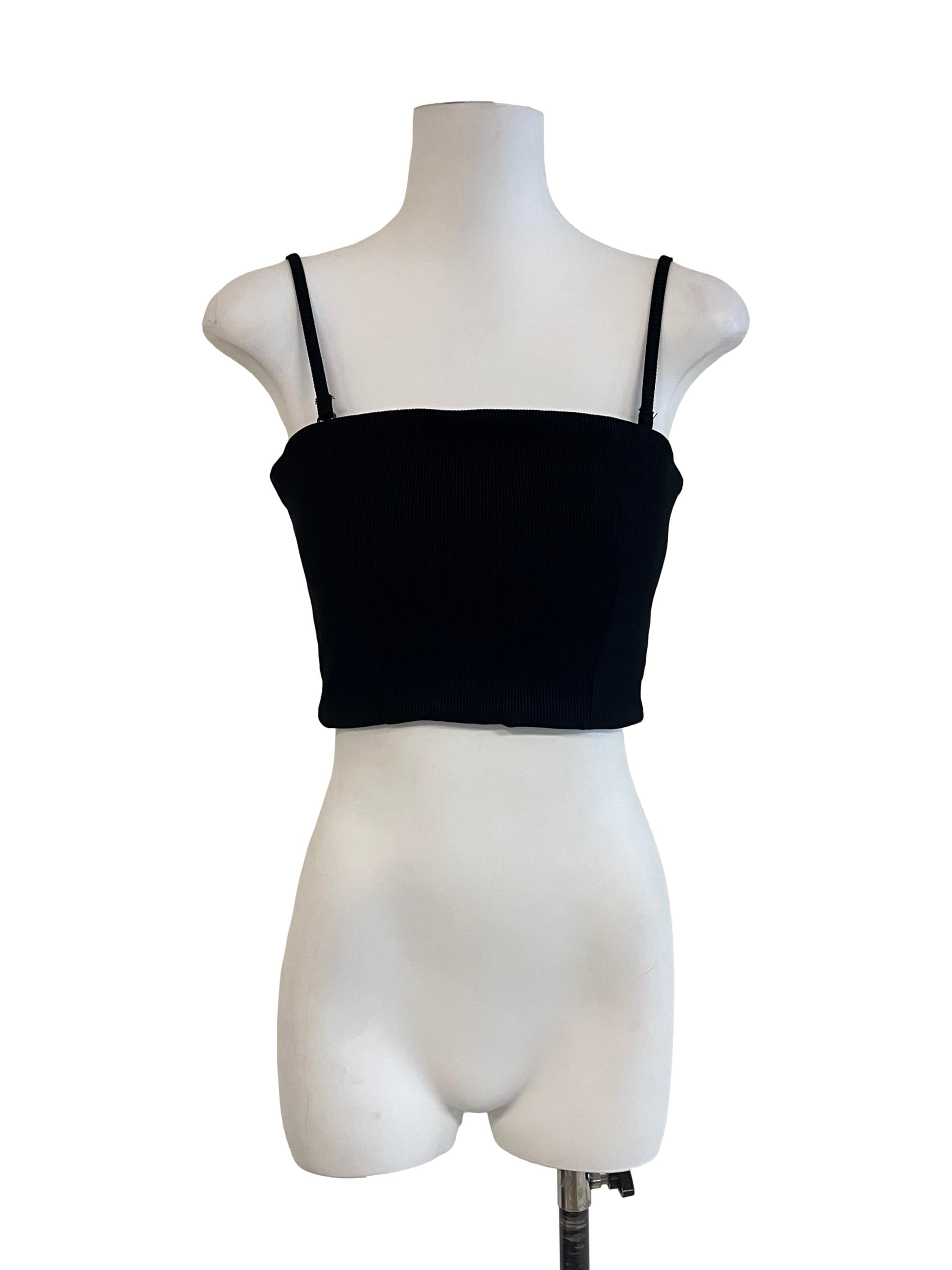 Jade Black Square Neck Top