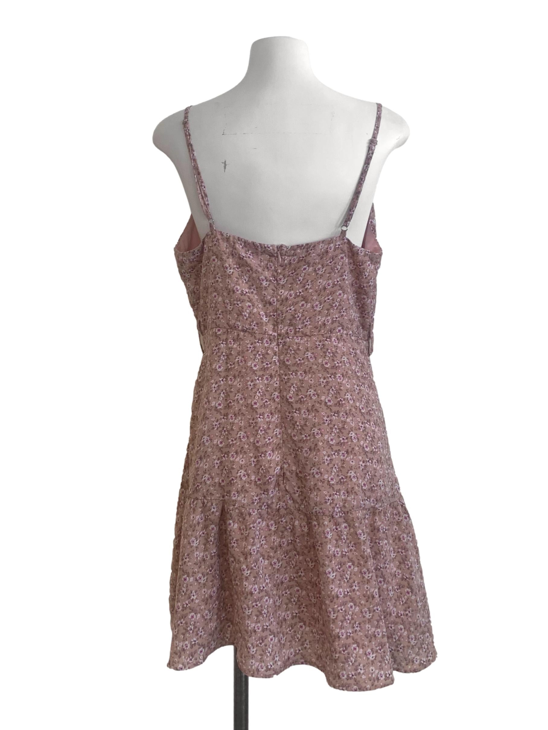 Rose Pink Floral Pattern Dress