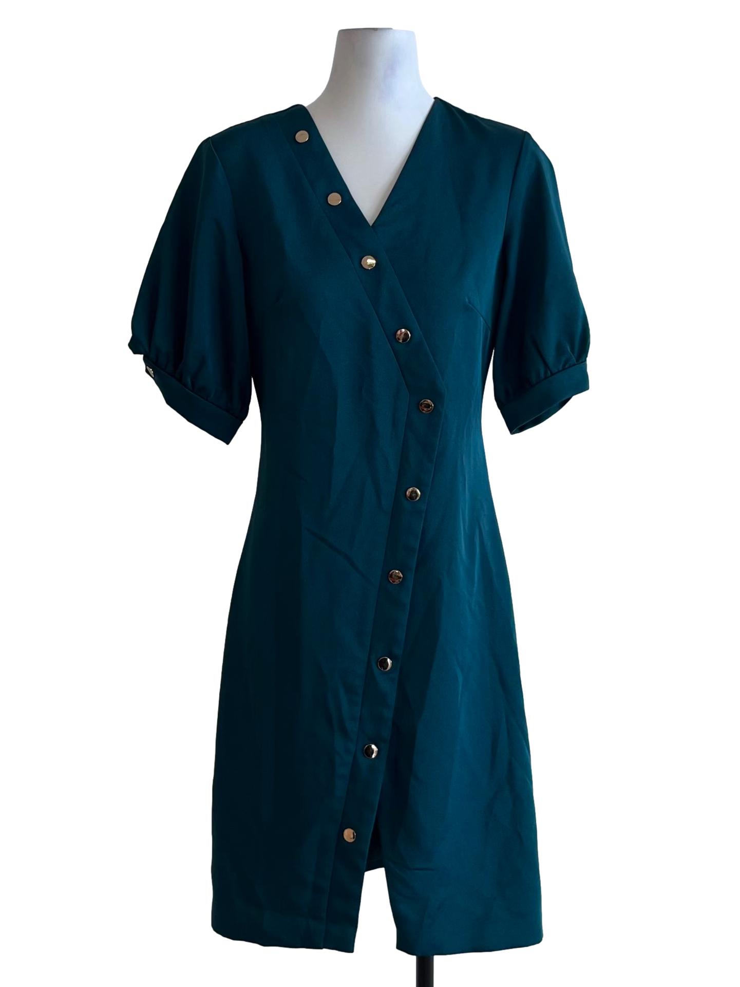 Ocean Blue V-Neckline Empire Dress