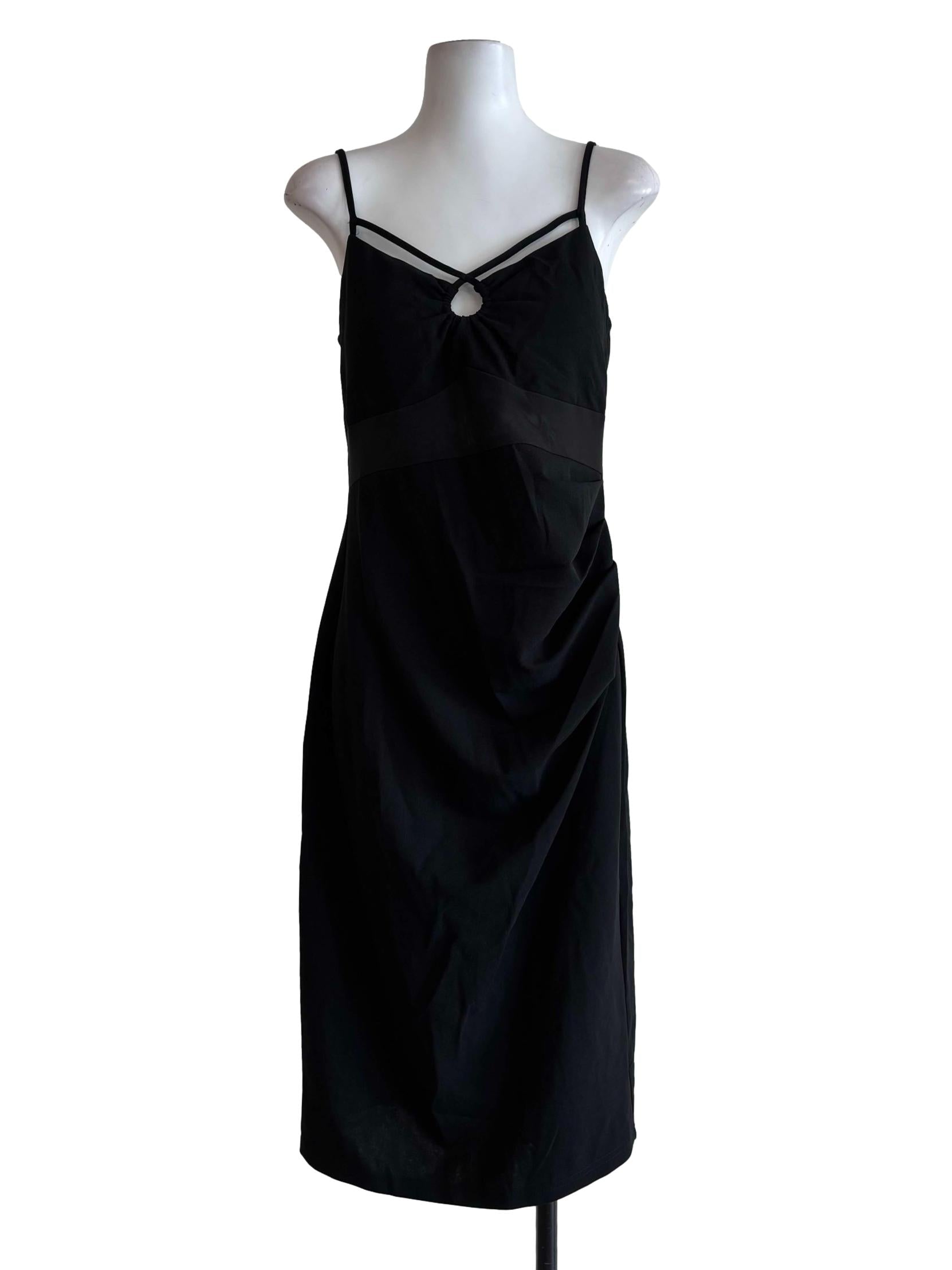 Jet Black Spaghetti Strap Bodycon Dress