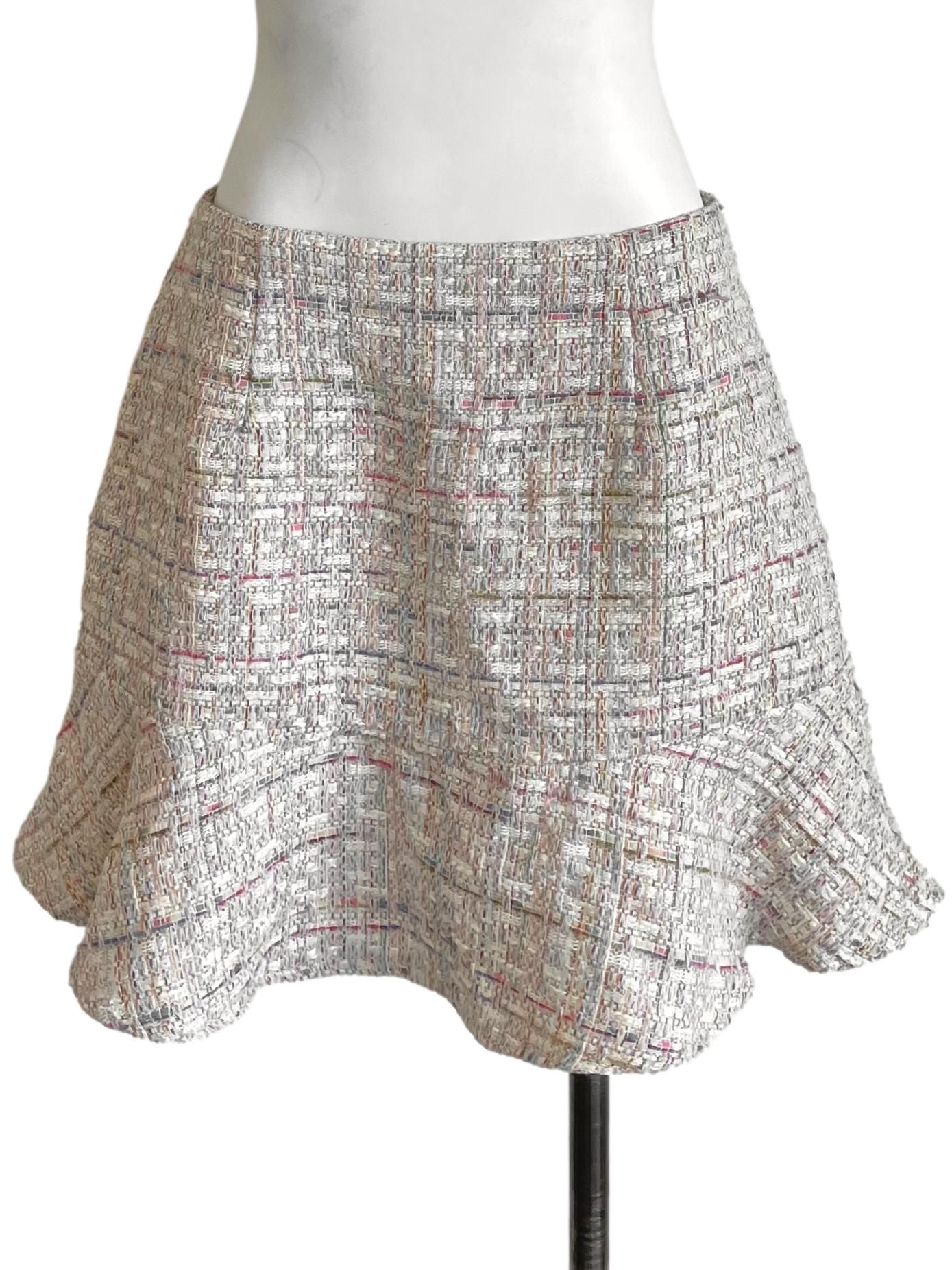 Lace Colourful Tweed Flounce Skirt