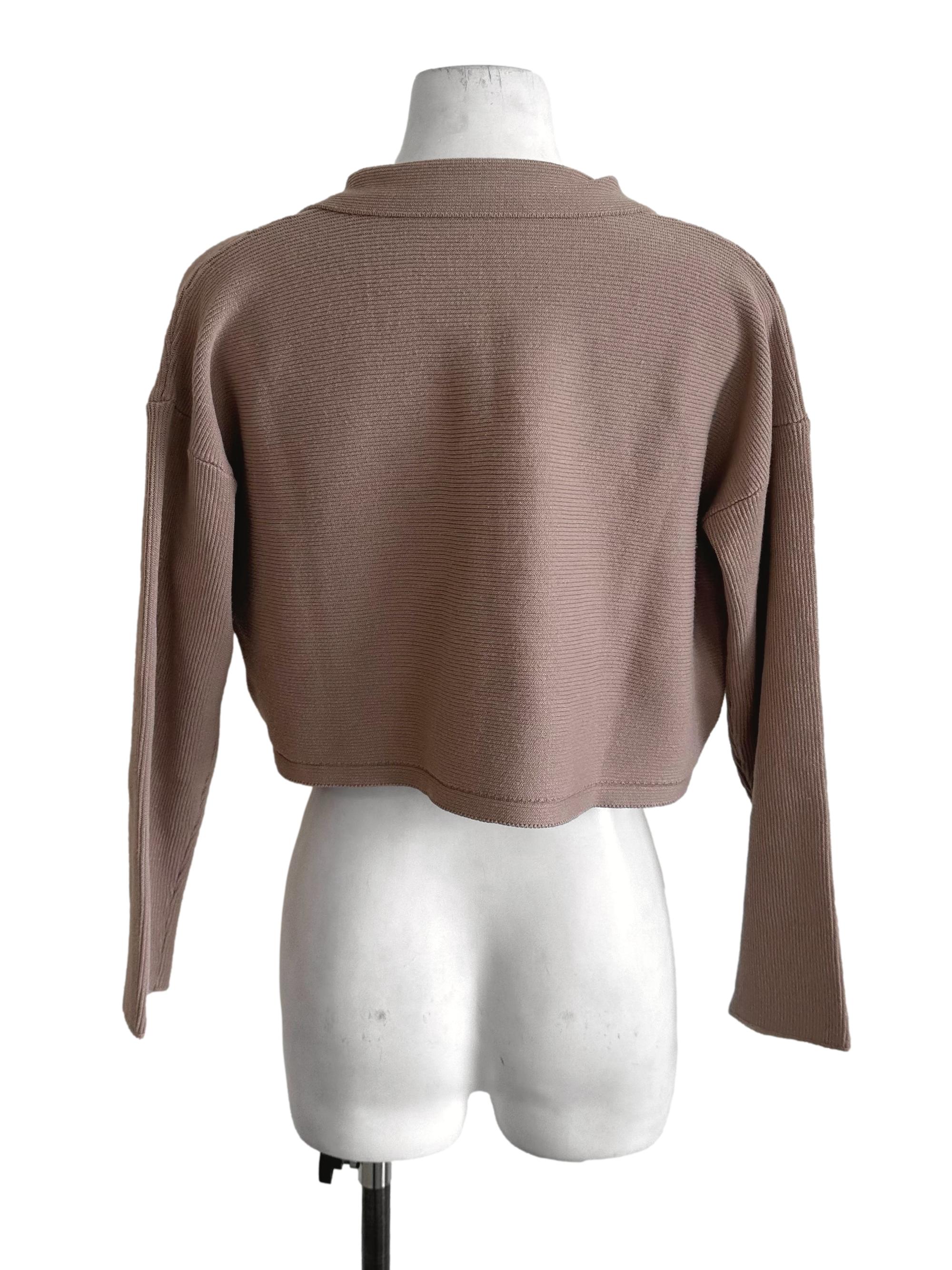 Peanut Brown Knit Collar Top