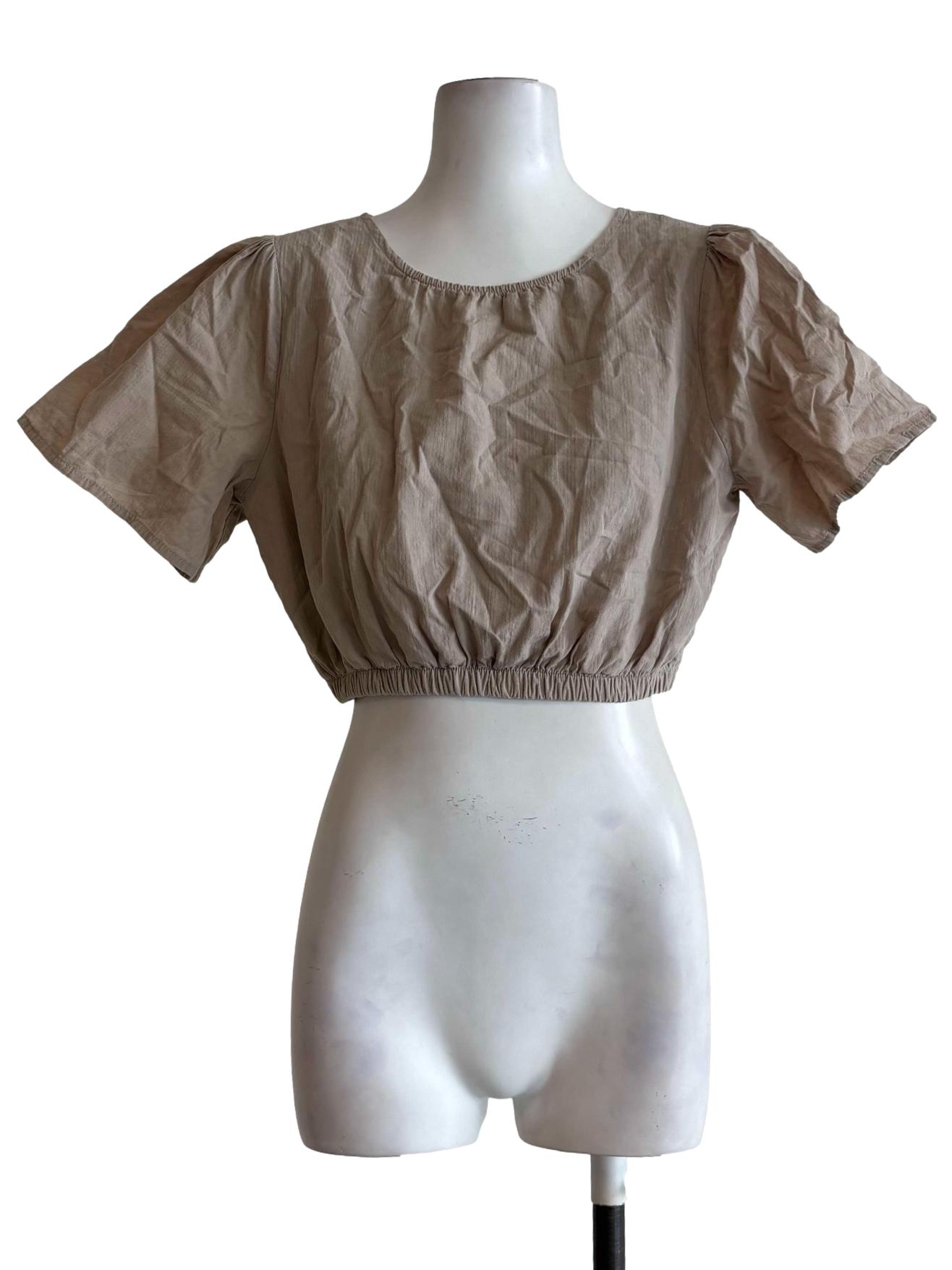 Khaki Shortsleeve Crop Top