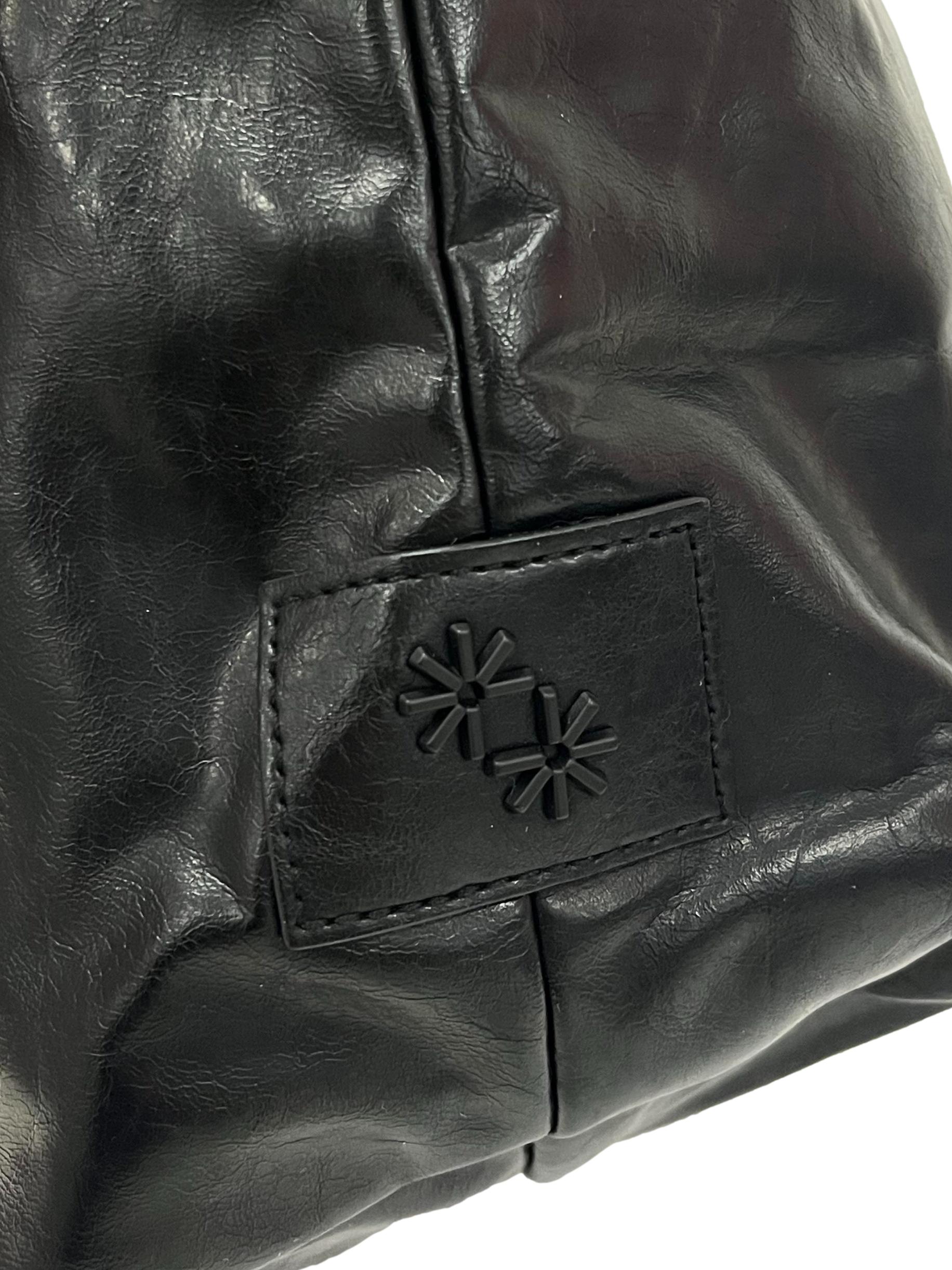 Black Textured Leather Everyday Tote Bag