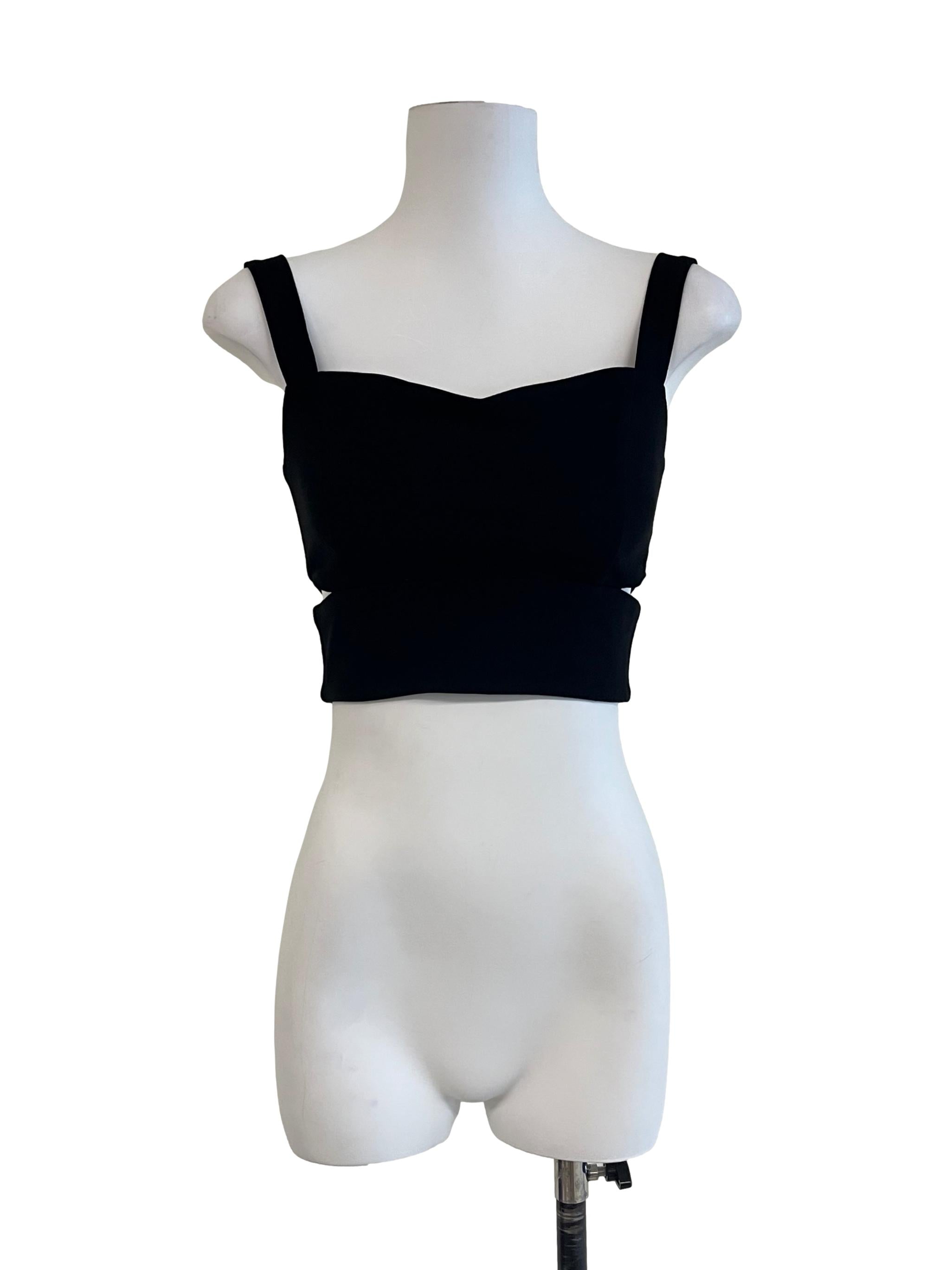 Pitch Black Sweetheart Neck Top