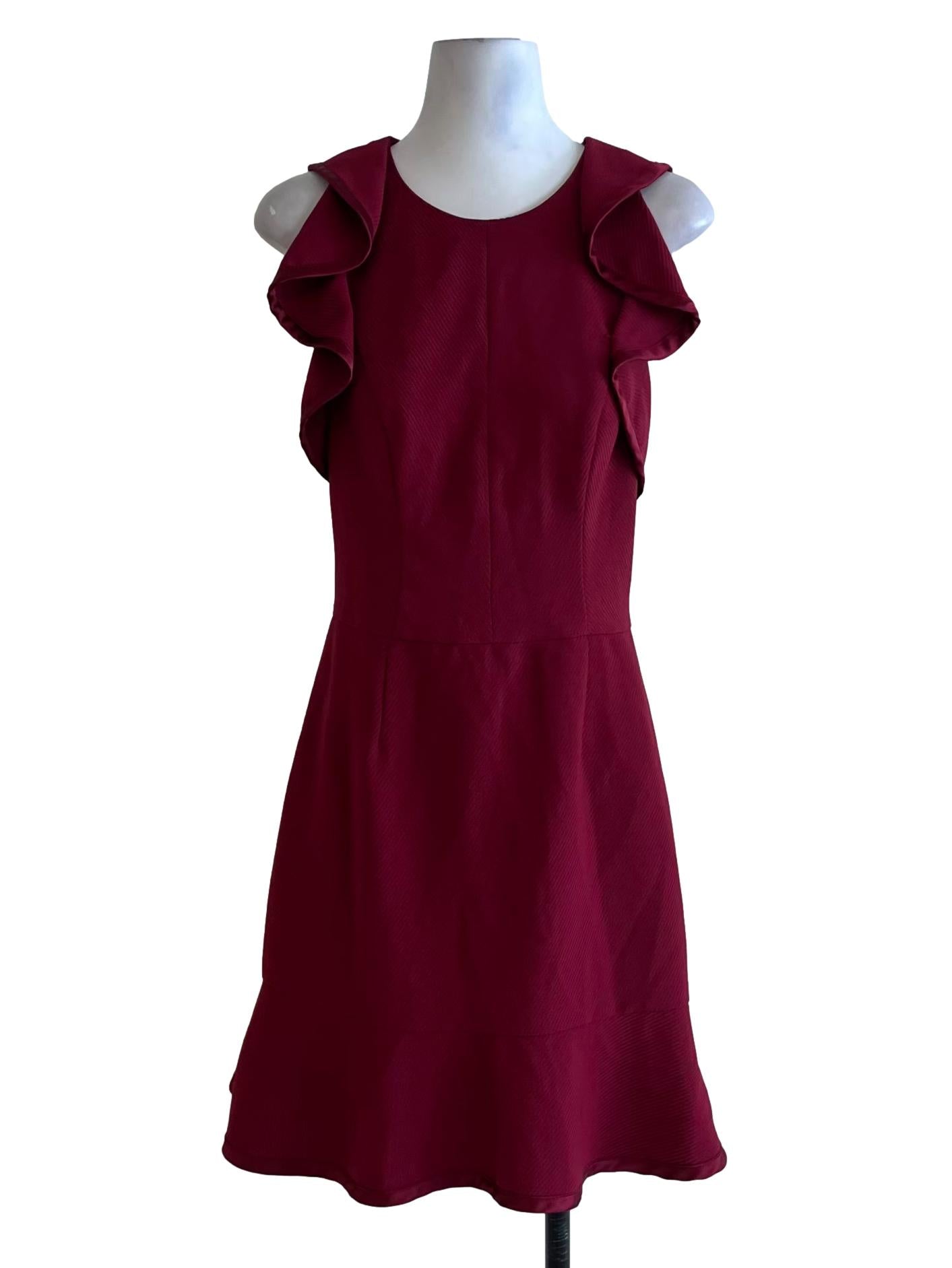 Mulberry Purple Jewel Neckline A-Line Dress