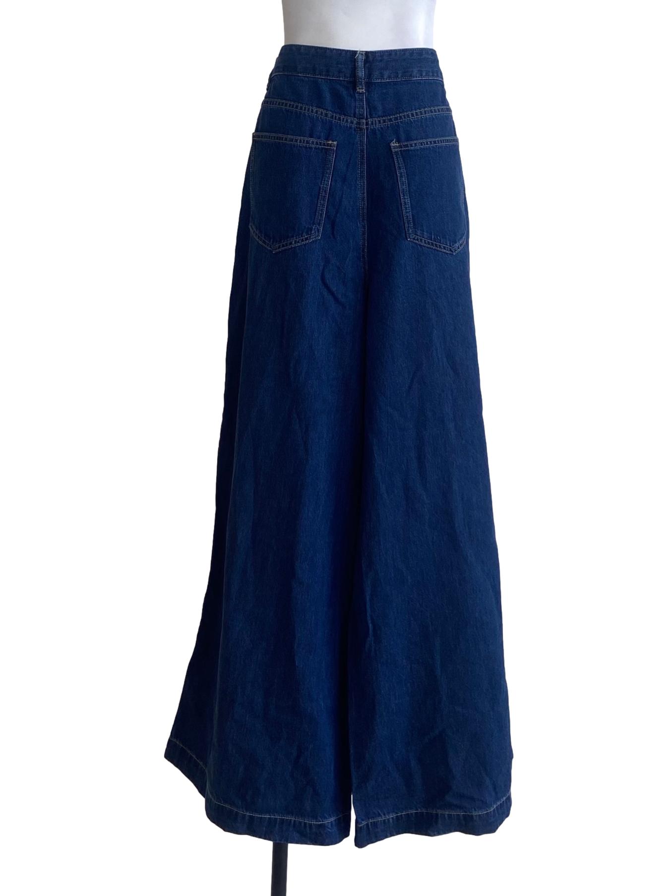 Denim Blue Herringbone Straight Jeans