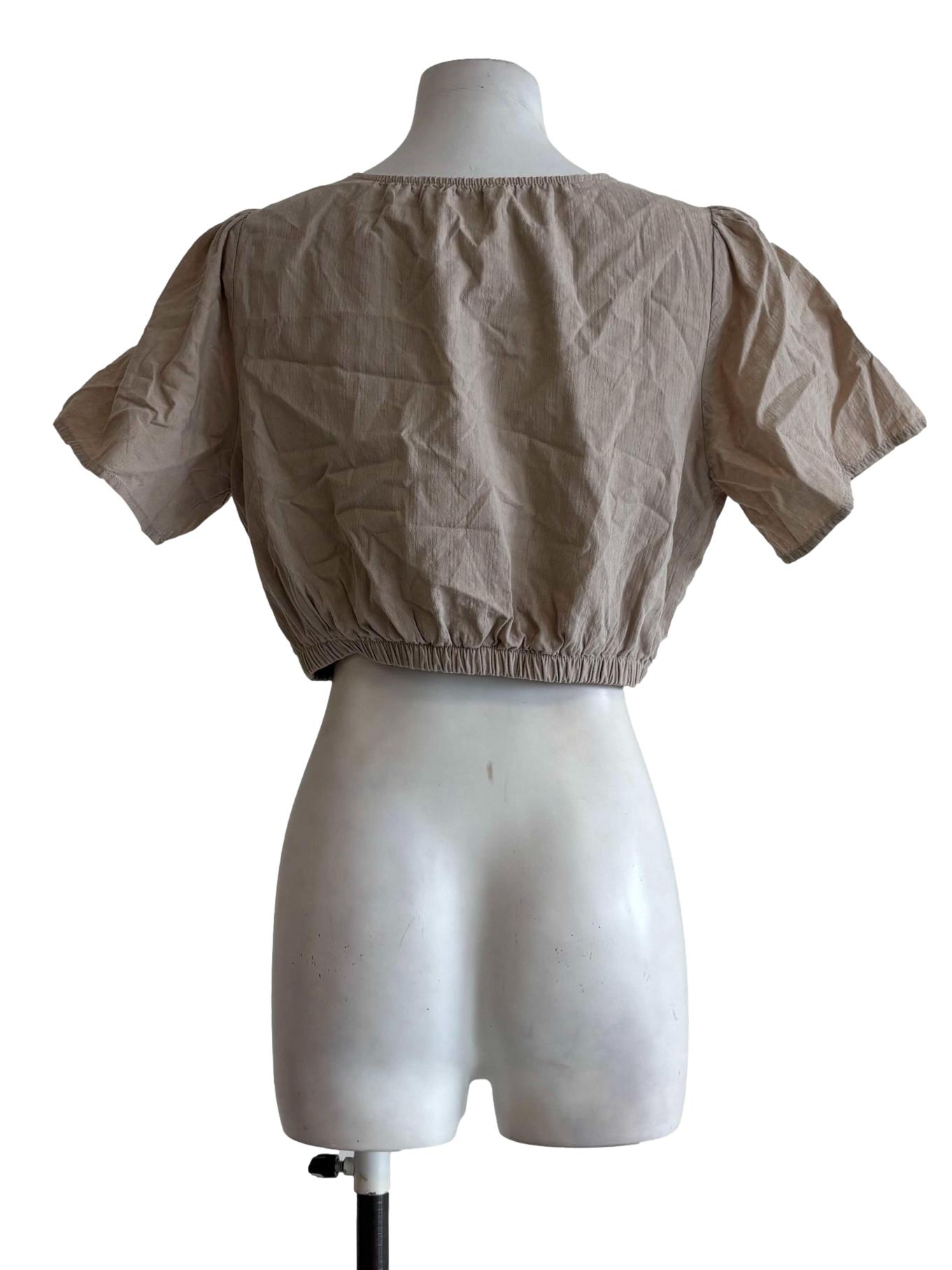 Khaki Shortsleeve Crop Top