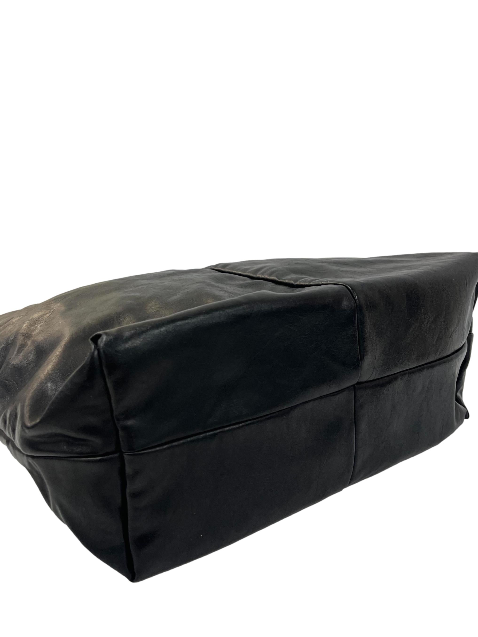 Black Textured Leather Everyday Tote Bag